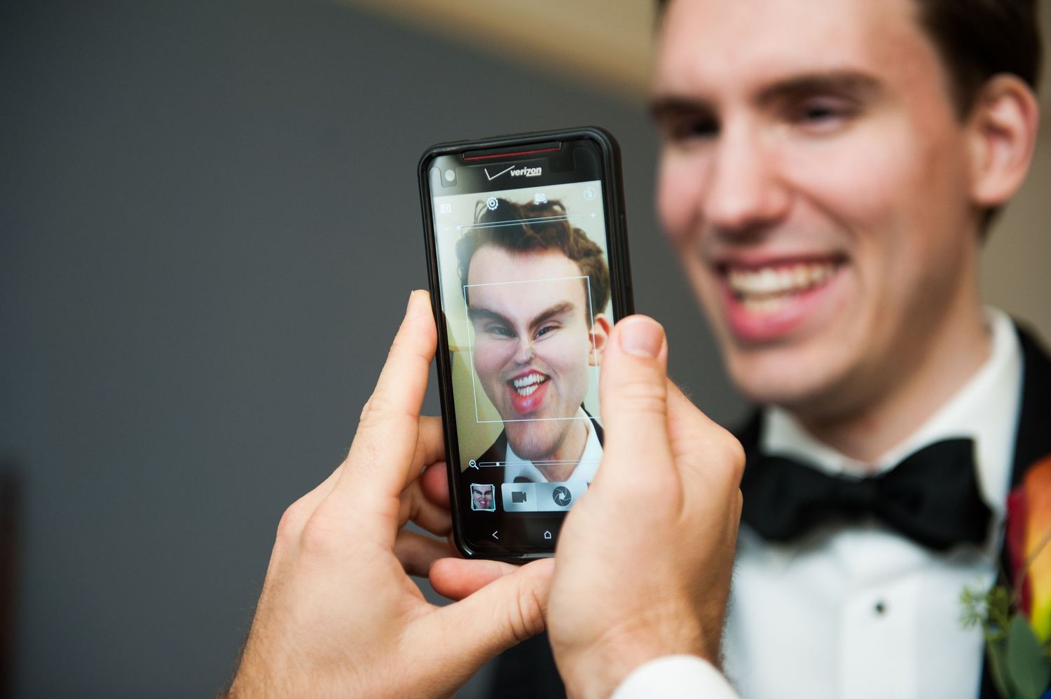 Fun wedding photo with groom