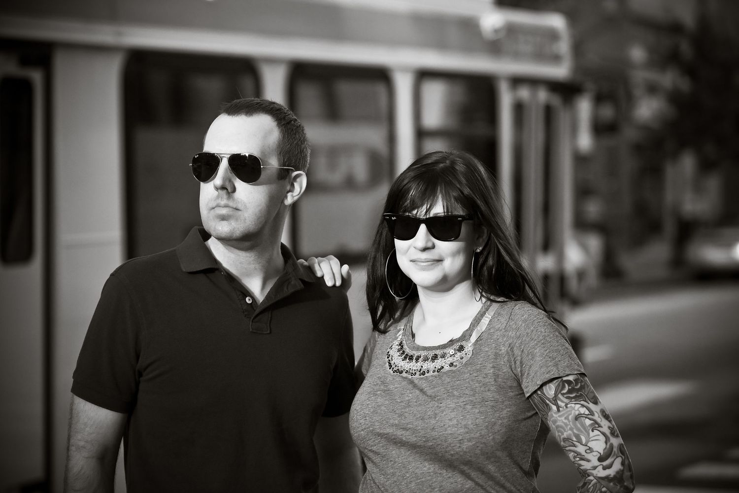 Urban engagement session on Philadelphia, PA. Edgy wedding photography.