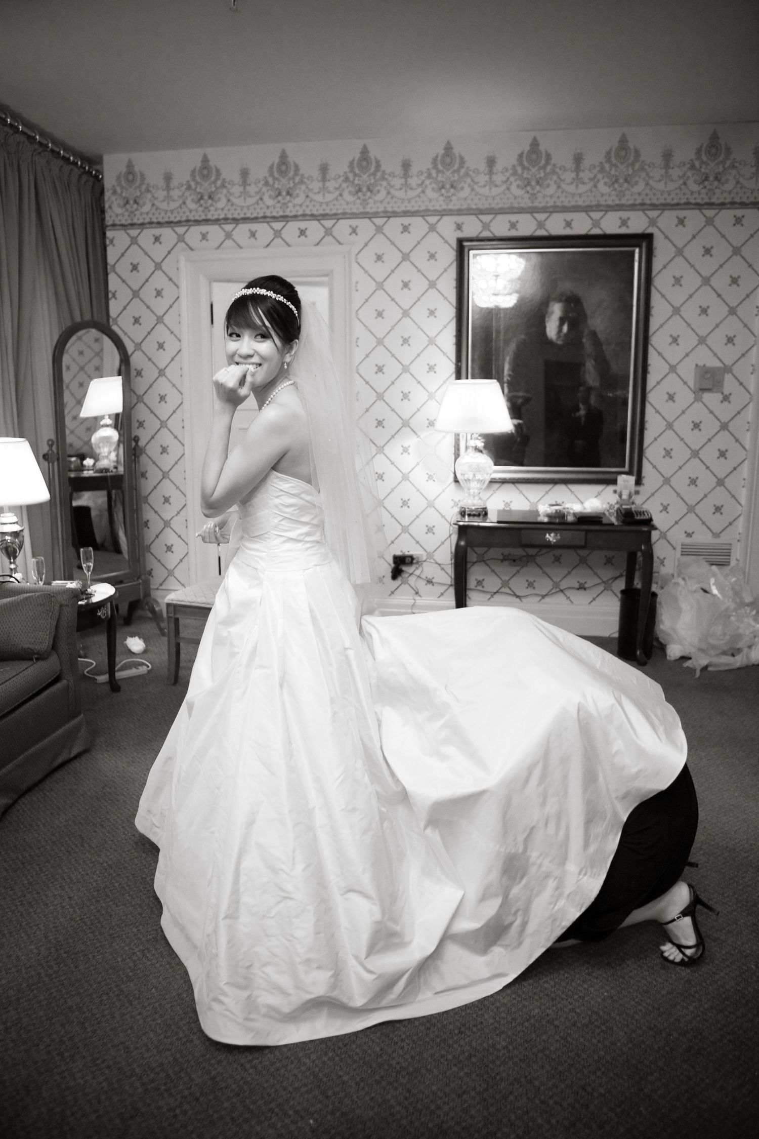 Wedding dress in black and white