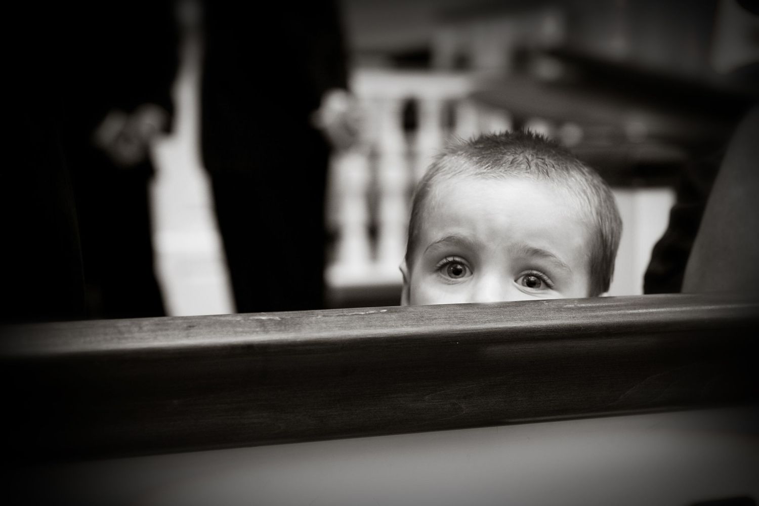Cute kid during wedding at a church