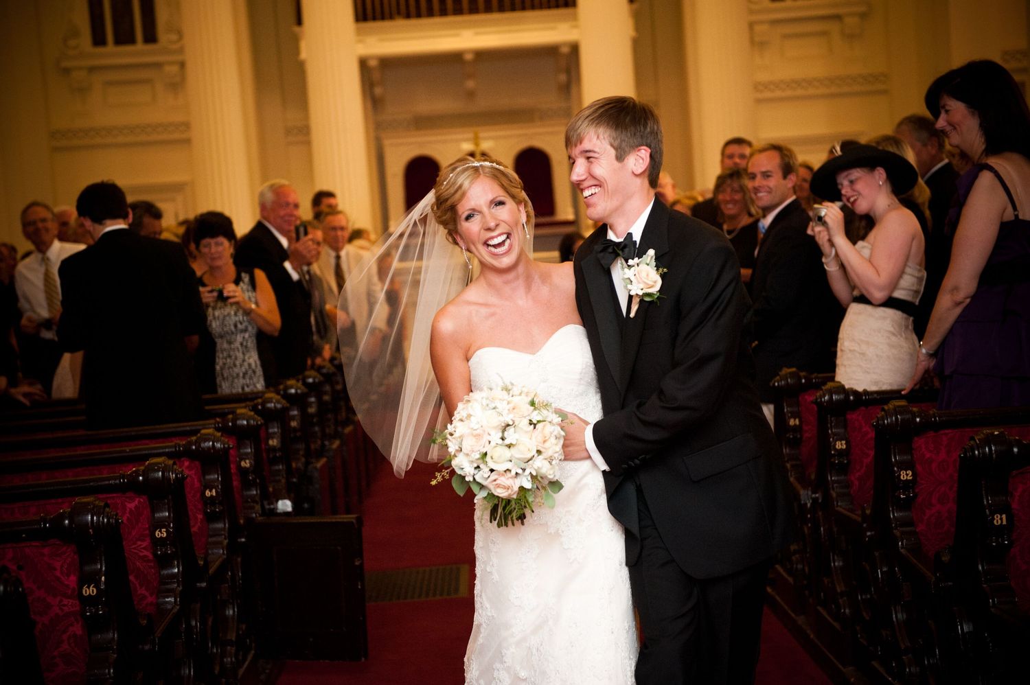 Church wedding by Lorraine Daley of happy couple