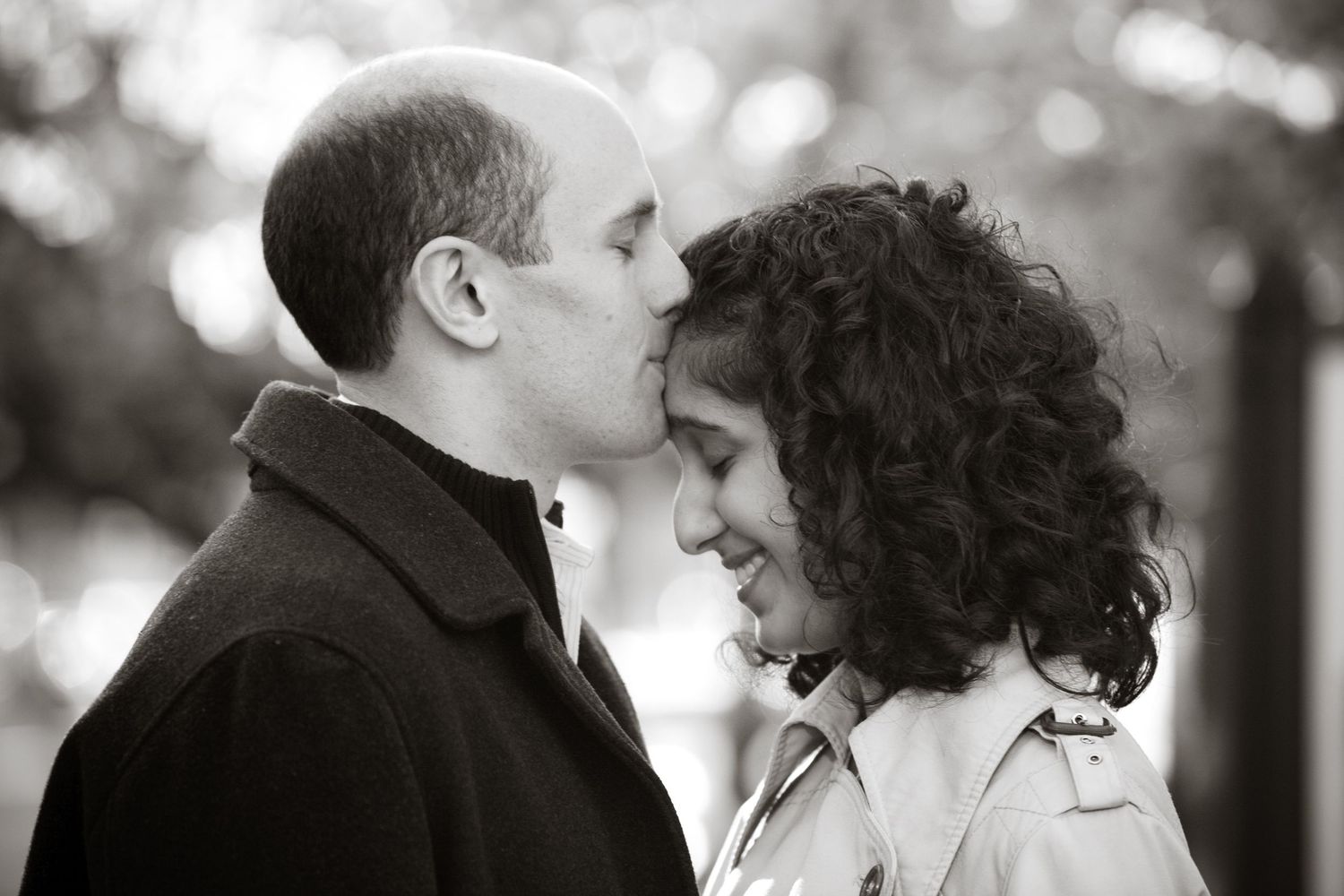 Black and white engagement photo Indian wedding