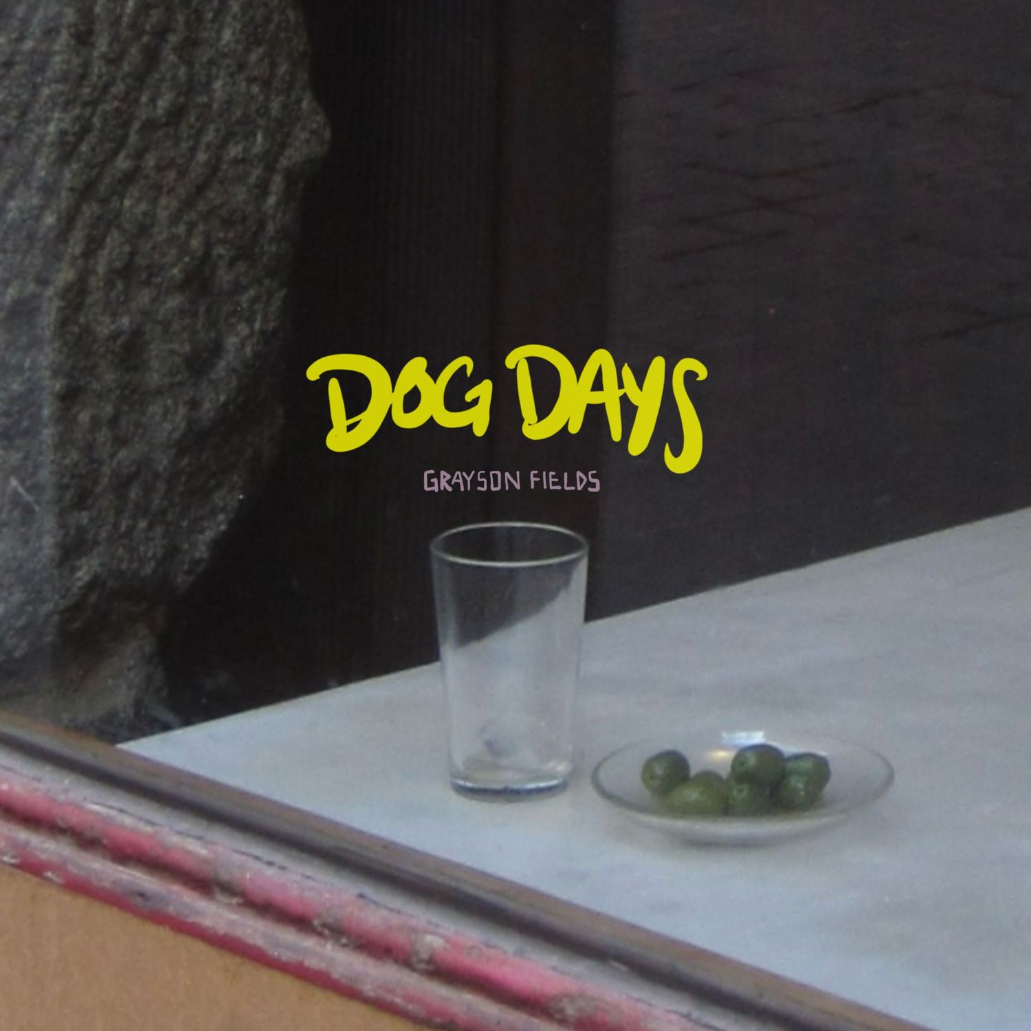 Dog Days by Grayson Fields album cover with a glass and bowl on a windowsill.
