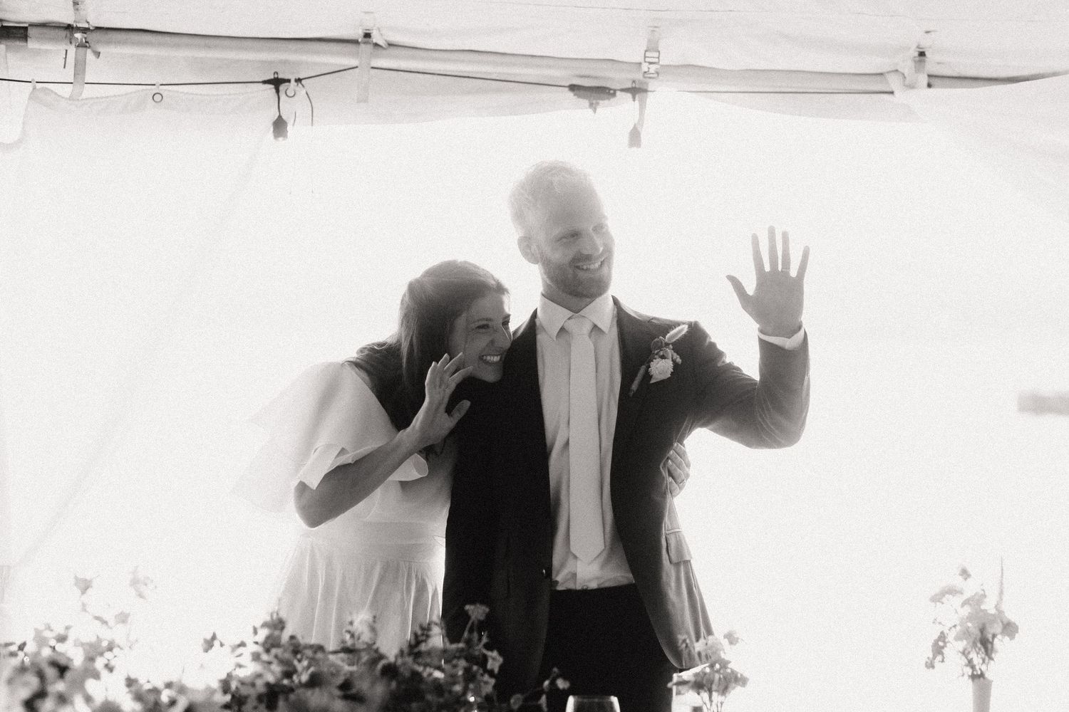 A black and white collage of candid dance moves at what appears to be a wedding reception or celebration.