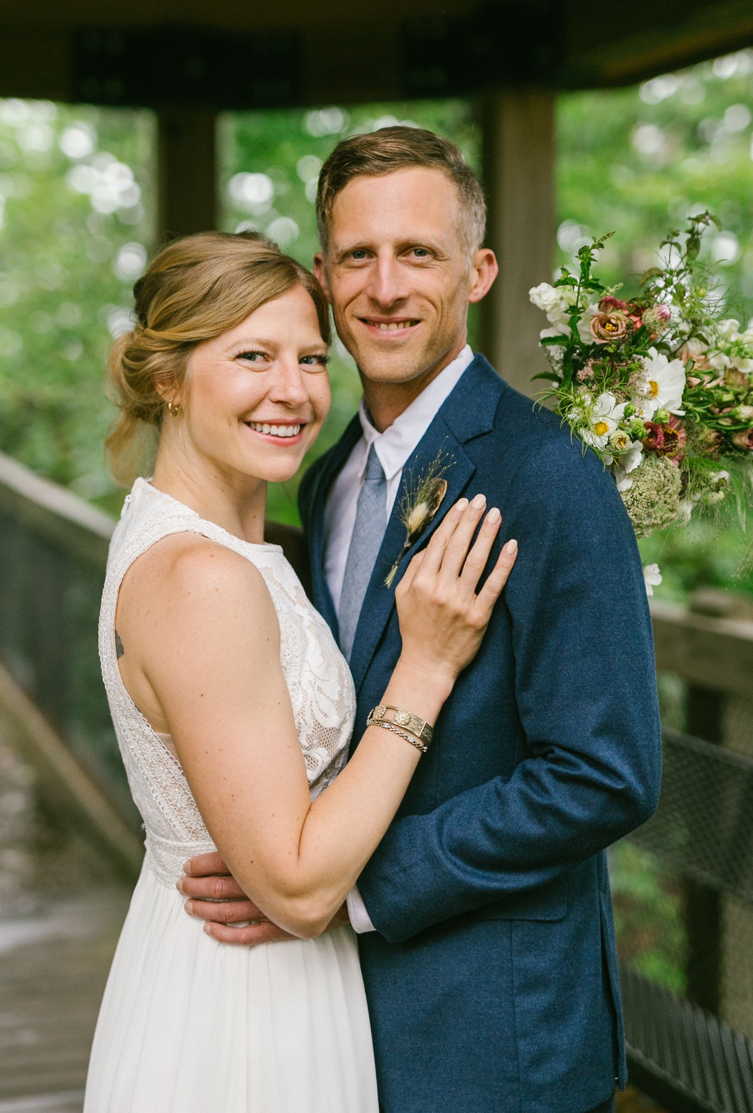 bride and groom first look intimate michigan wedding