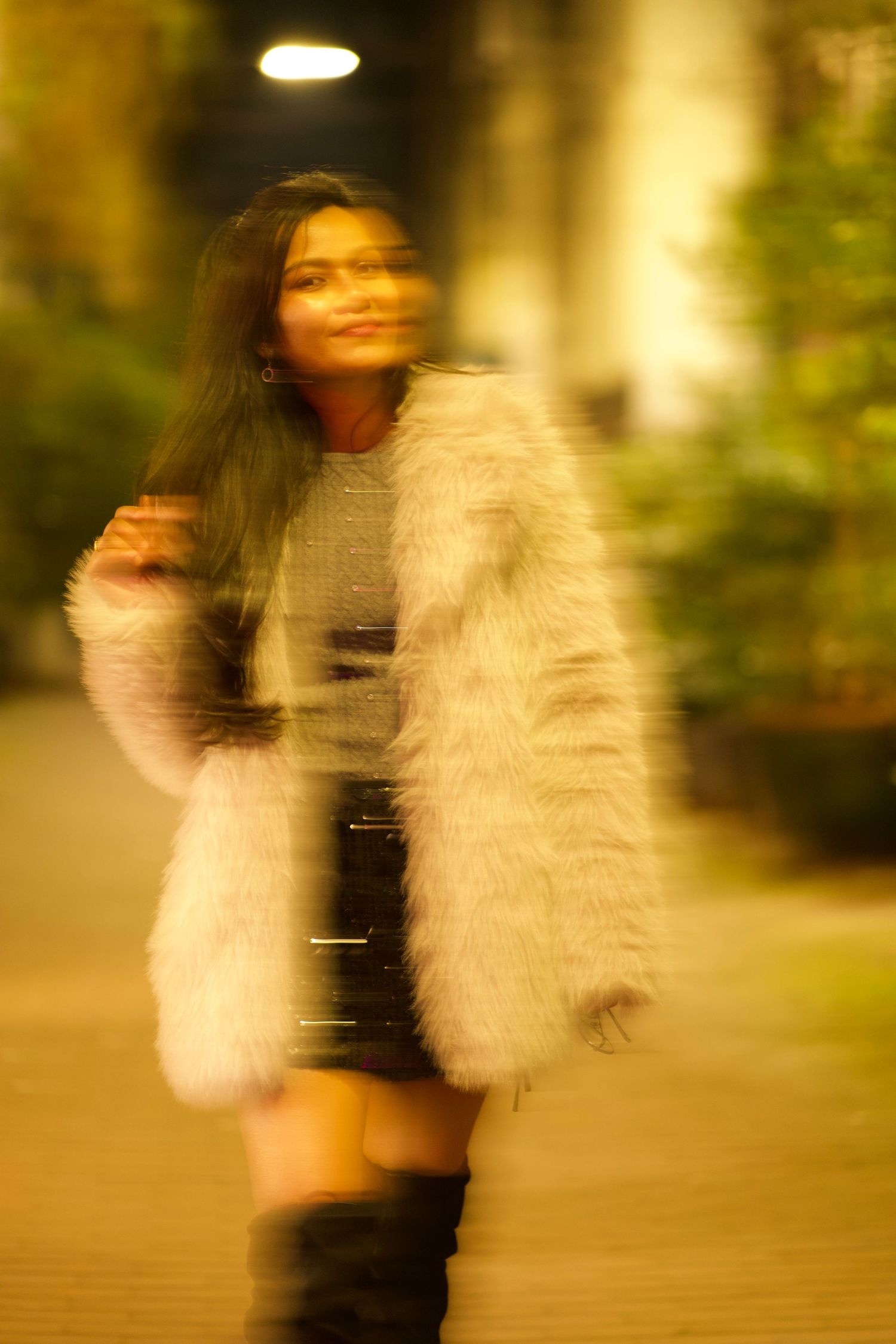 A blurry create shot of a women