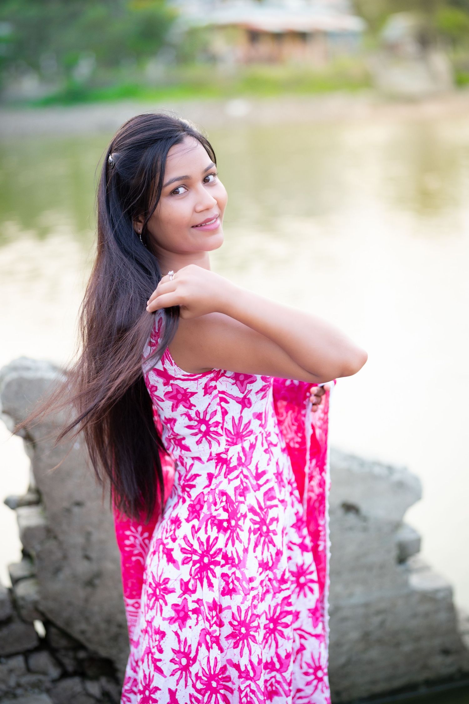 Girl near river