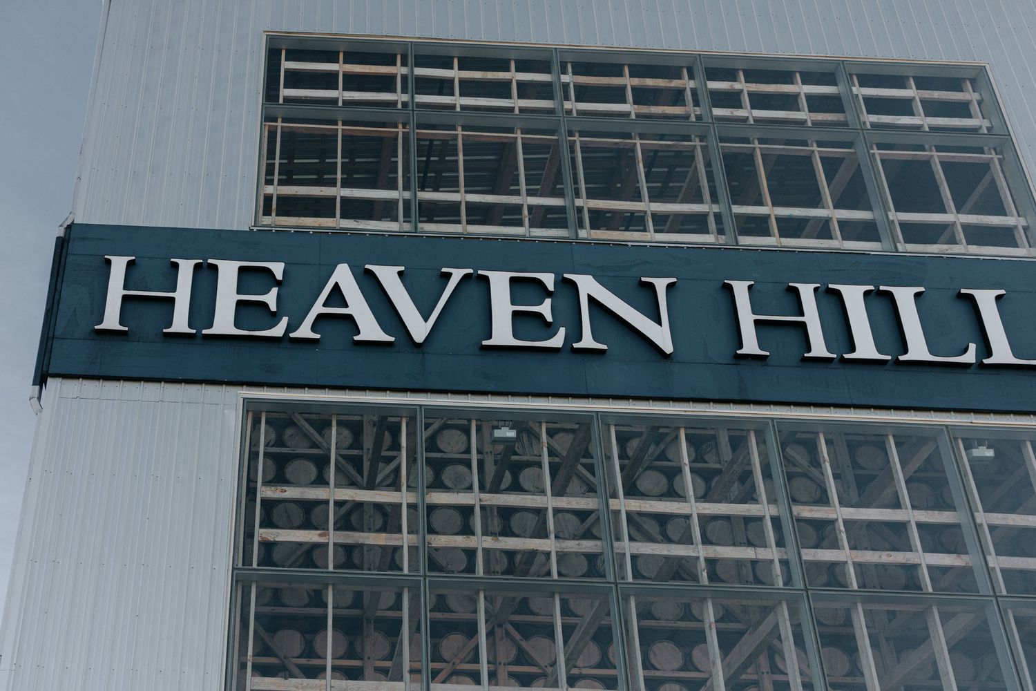 Heaven Hill distillery sign and exterior entrance.