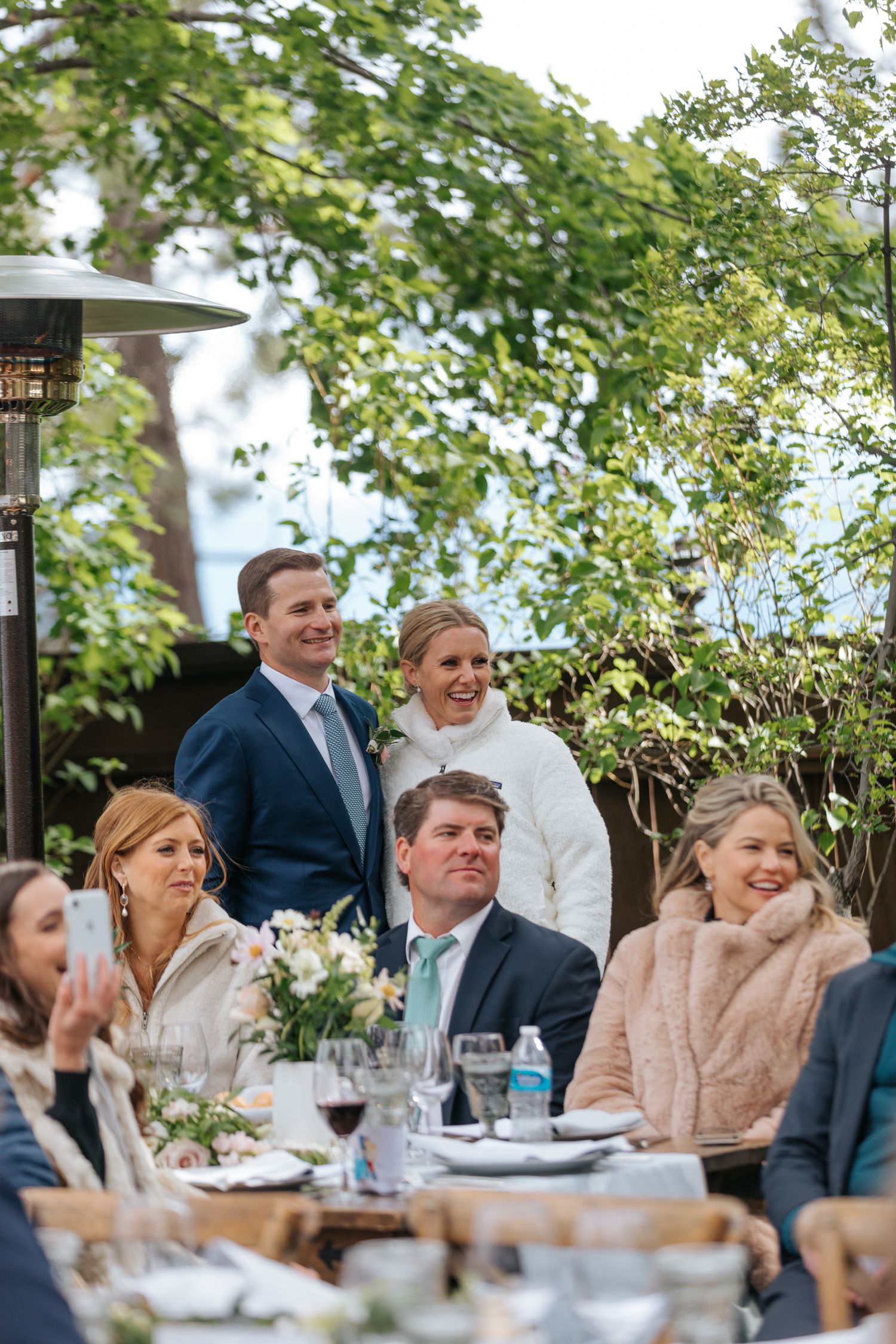 Beautiful Valhalla Venue in Lake Tahoe displaying a beautful couple and their guests during wedding toasts