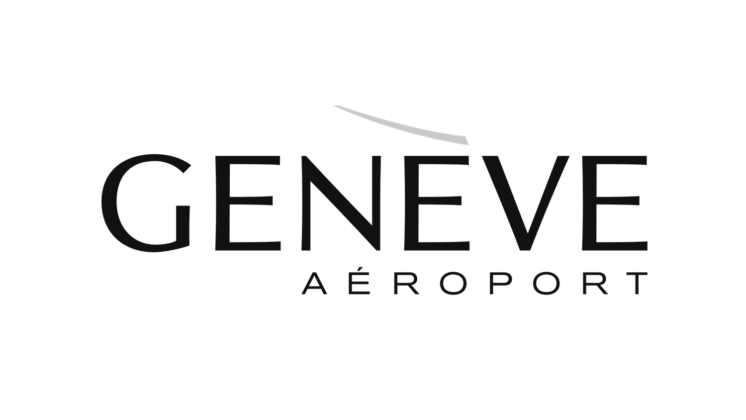 Geneve Aeroport official logo in black text with a minimalist design.