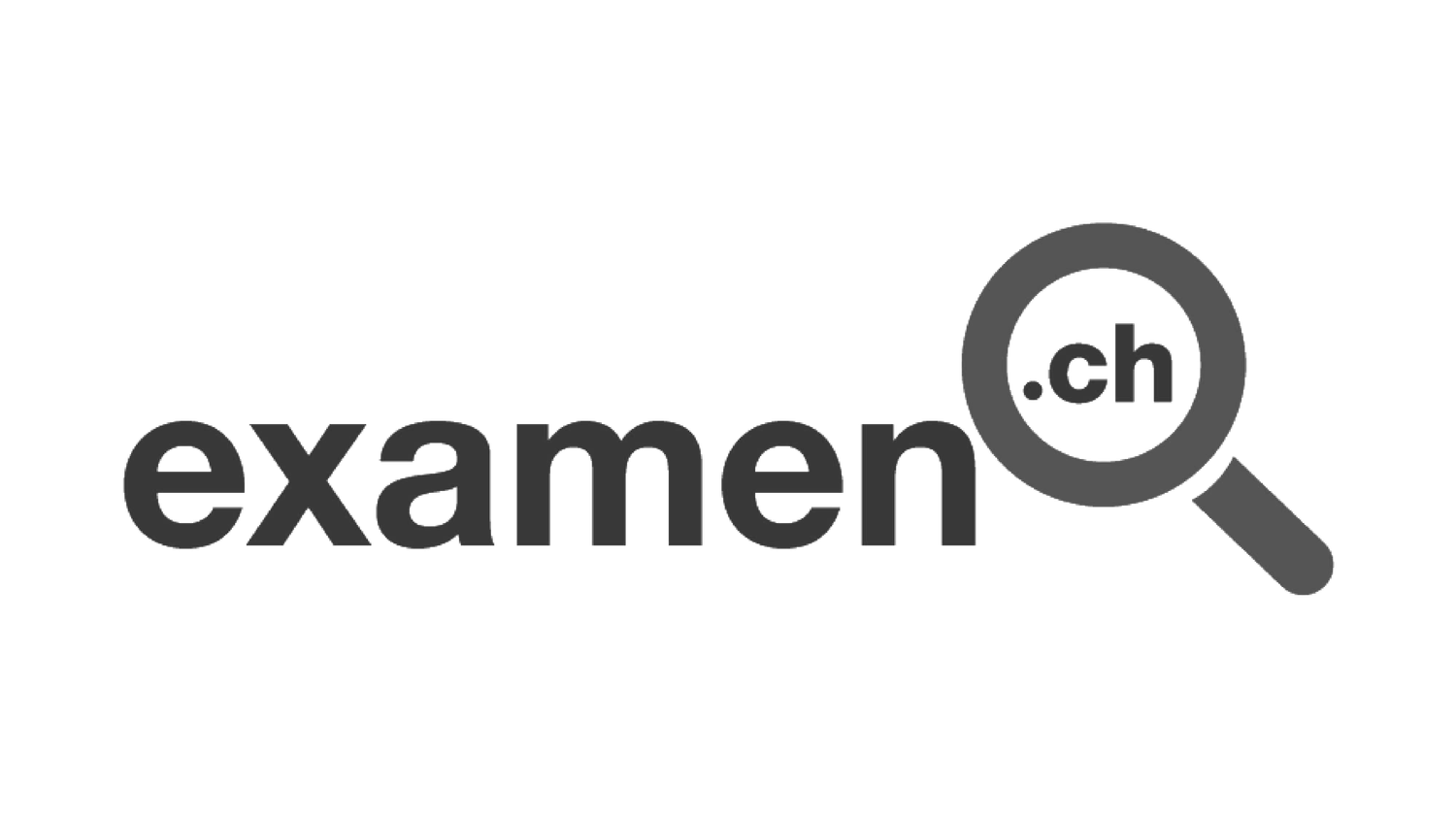 Examen.ch logo featuring bold text with a magnifying glass icon, a Swiss educational exam preparation website.