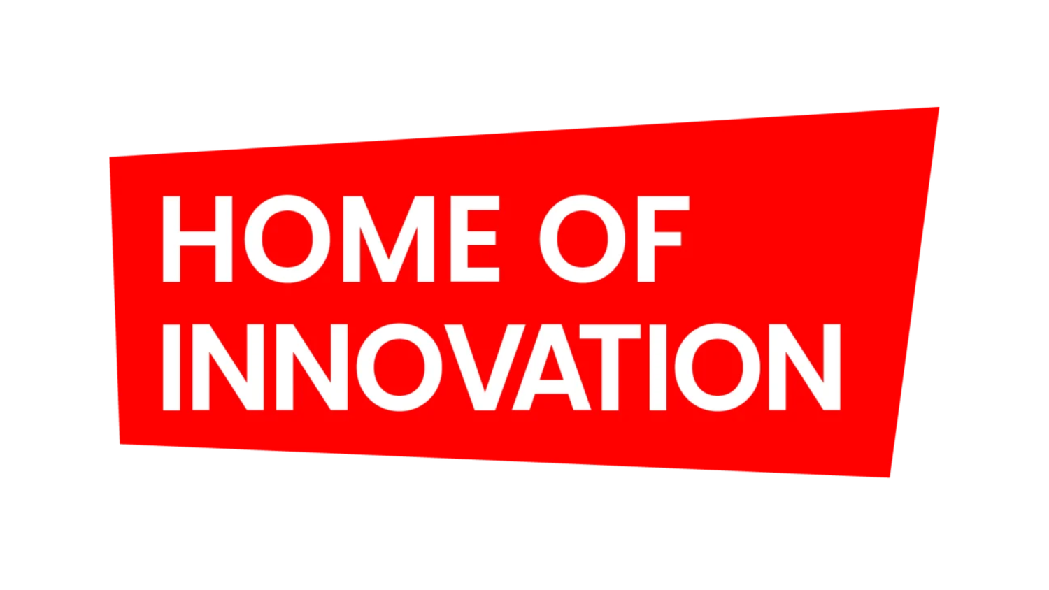 Red banner logo with bold white text reading Home of Innovation on a white background.