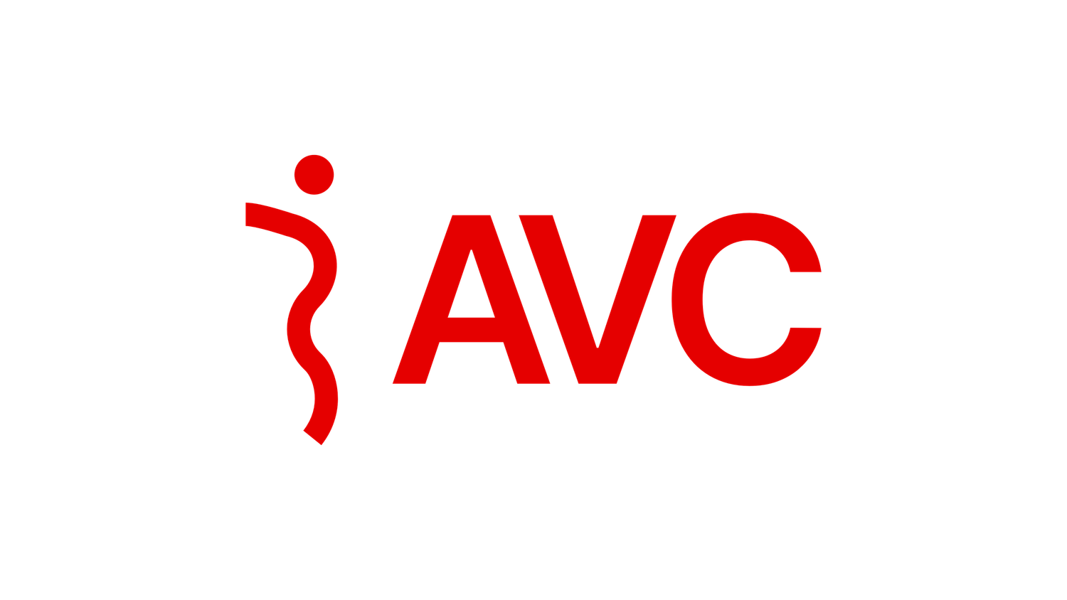 Red AVC logo featuring a stylized human figure icon alongside bold red lettering on a white background.