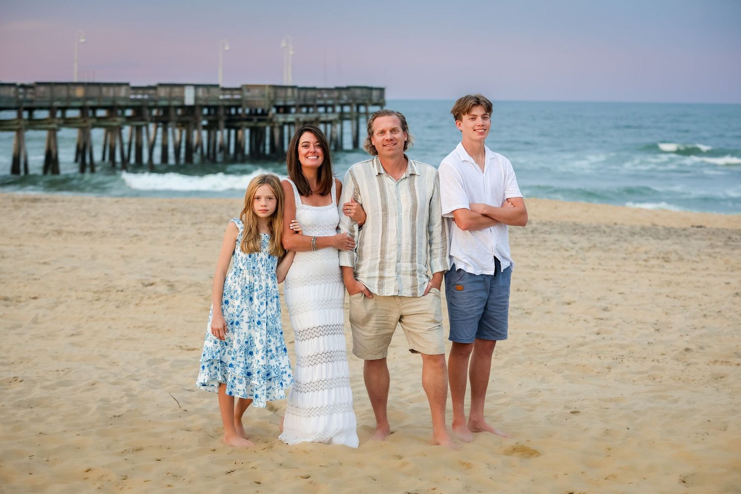 Family portrait on the beach near the Virginia Beach oceanfront