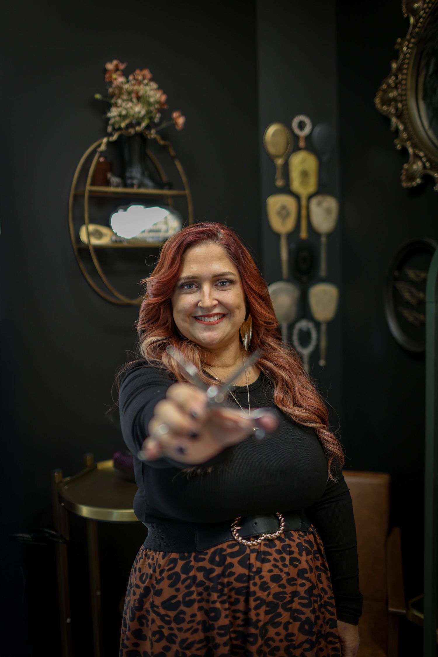 Personal branding portrait of a salon owner inside her business