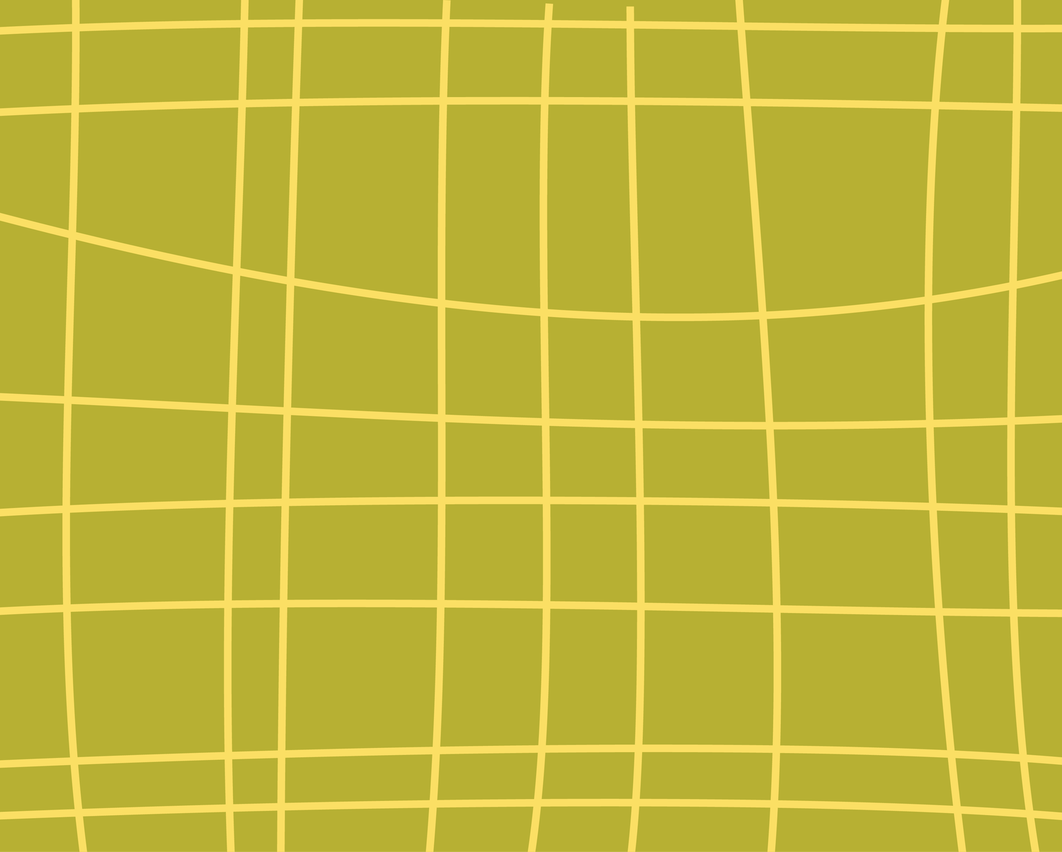 Yellow-green warped grid pattern with curved lines on olive background abstract geometric design.