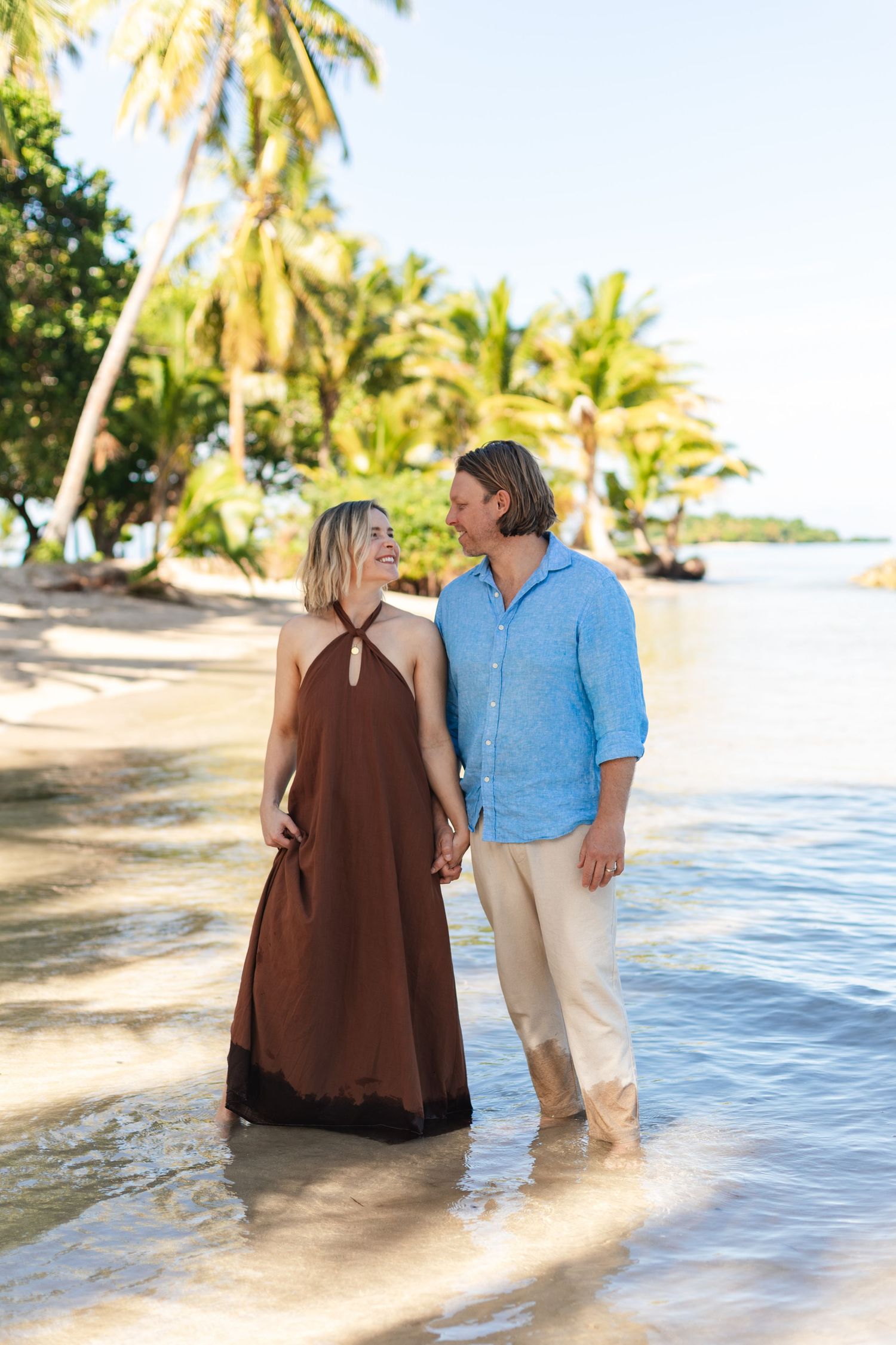 Couple enjoying a romantic beach photography session in Fiji