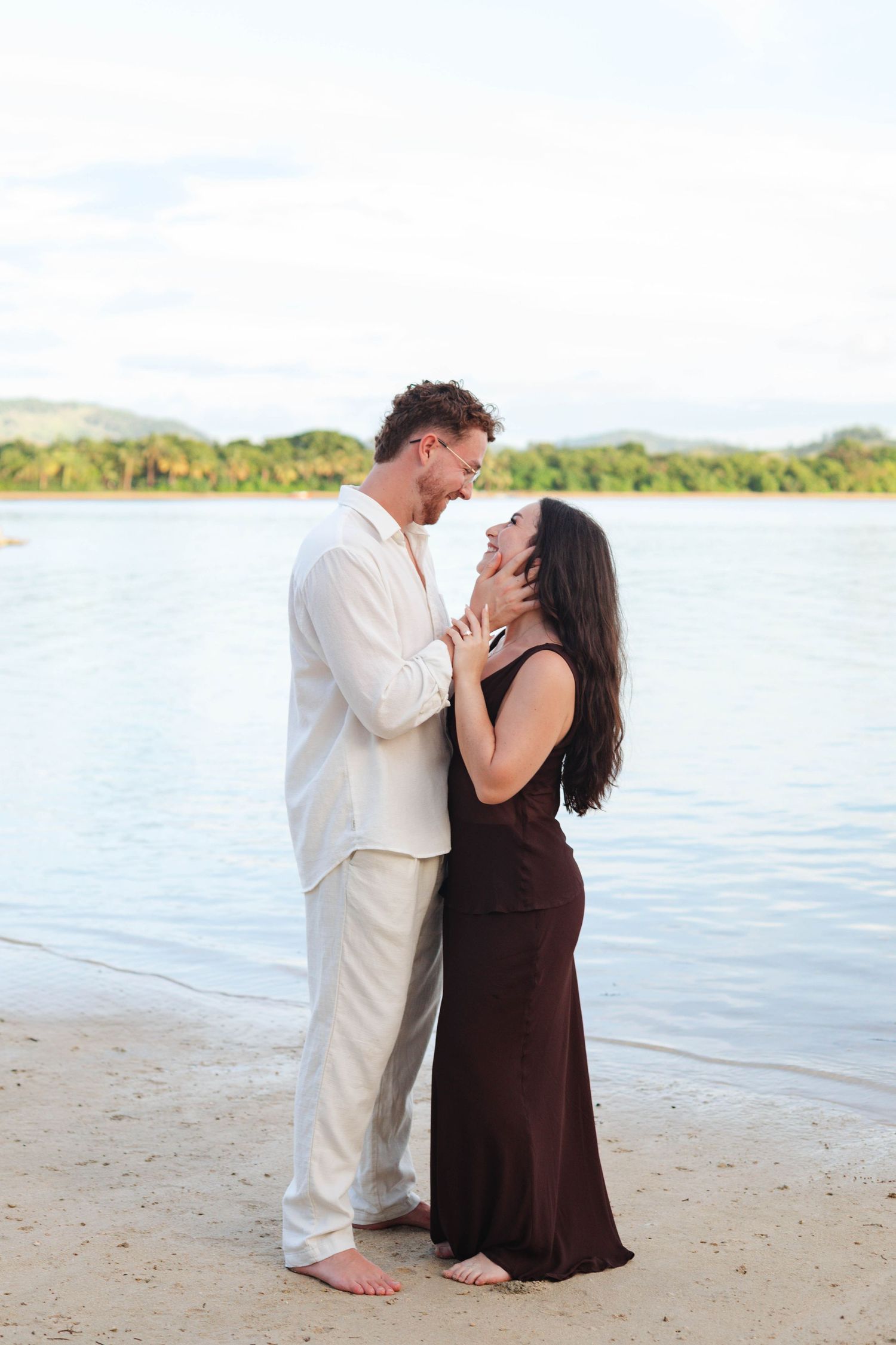 Fiji proposal couple enjoying a romantic beach photography session in Fiji