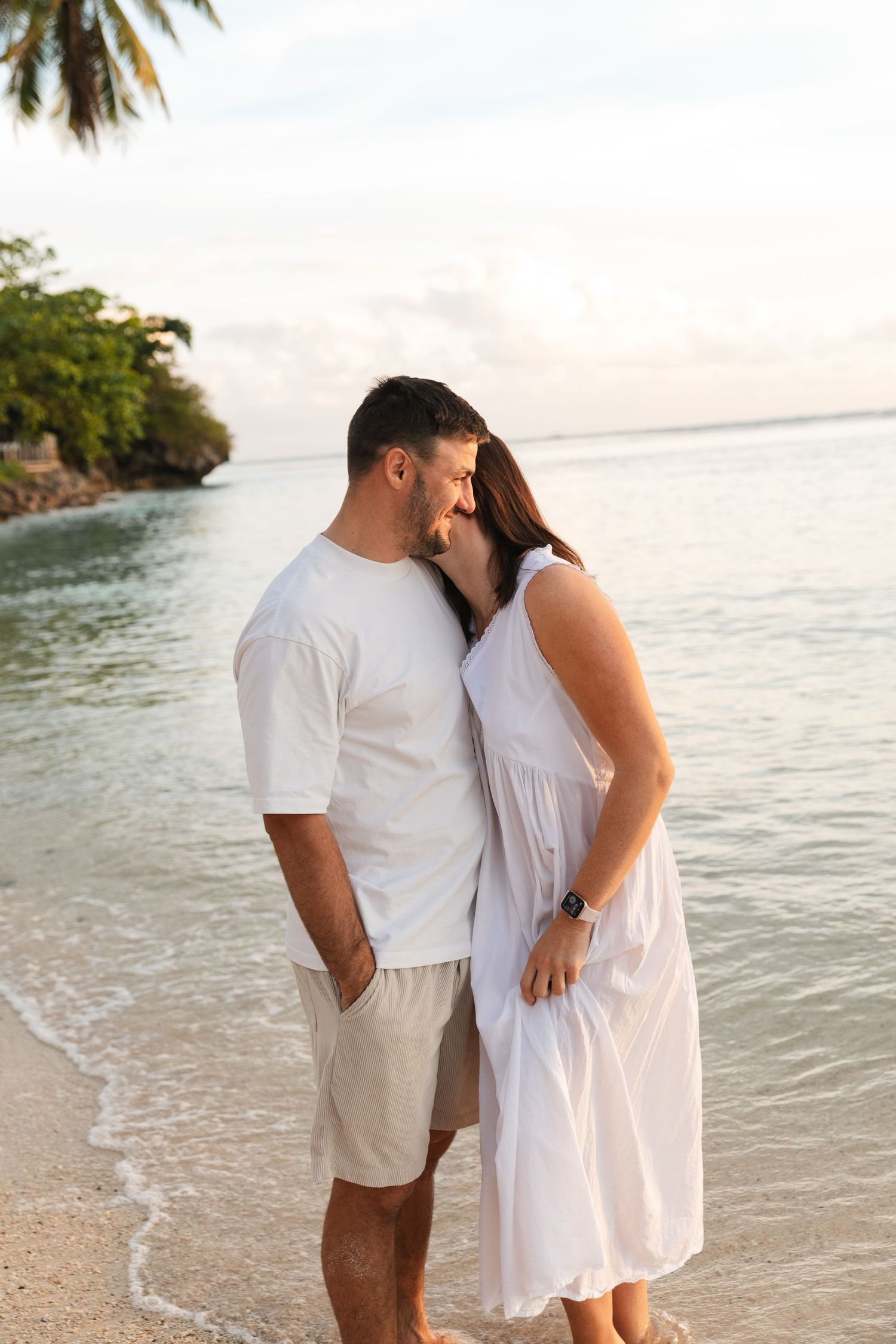 A couple enjoying a romantic beach photography session in Fiji