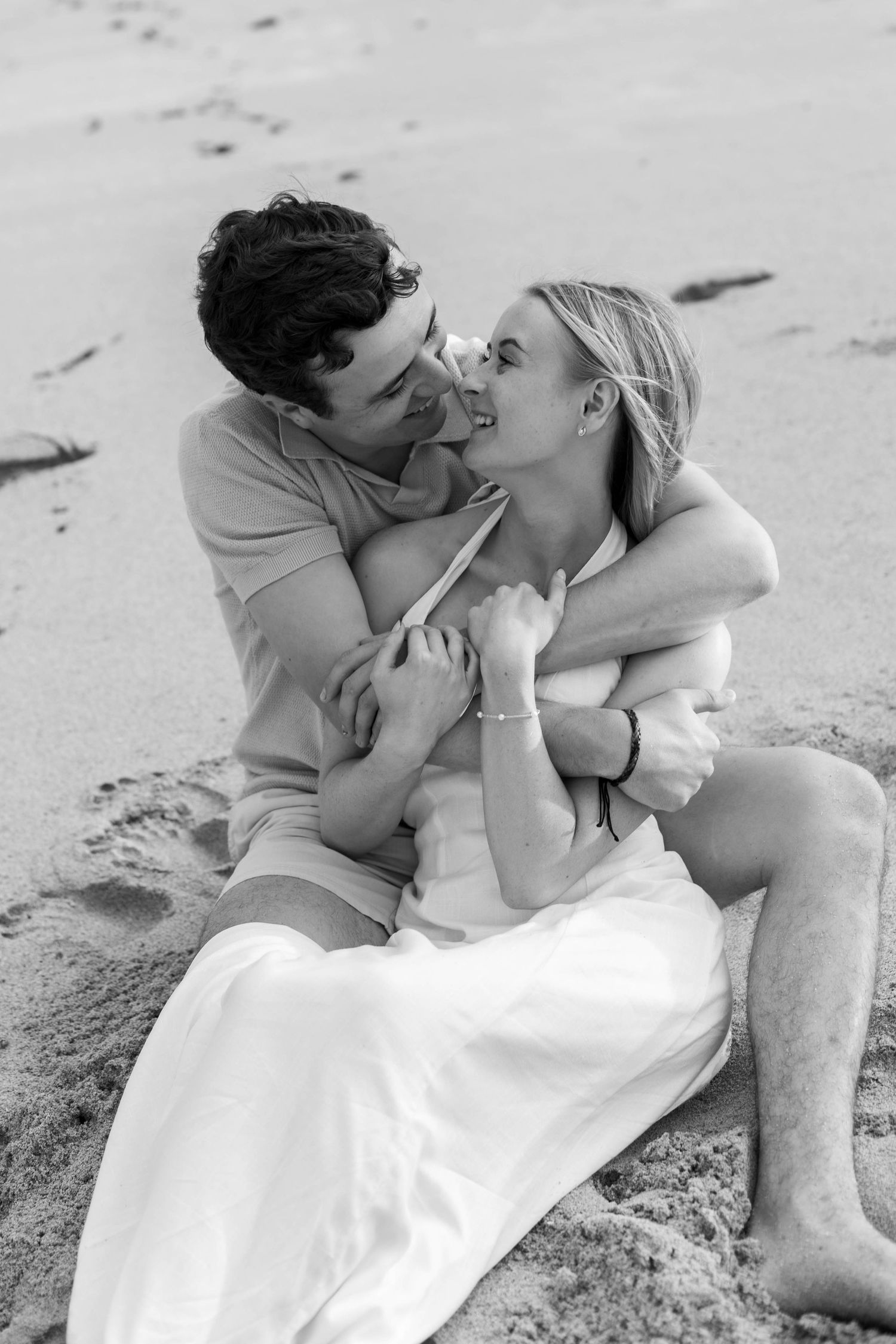 Couple enjoying a romantic beach photography session in Fiji