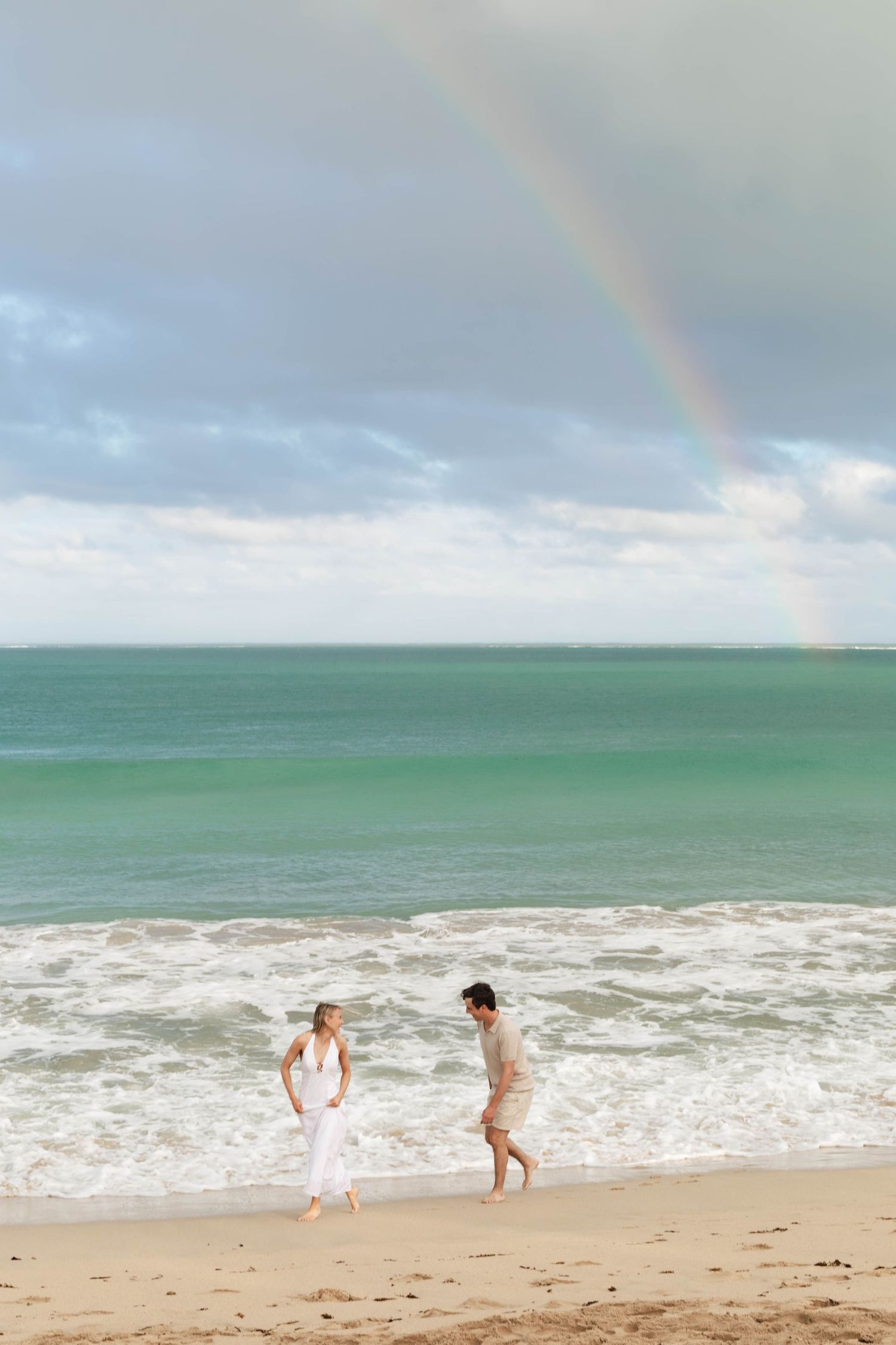 Couple enjoying a romantic beach photography session in Fiji