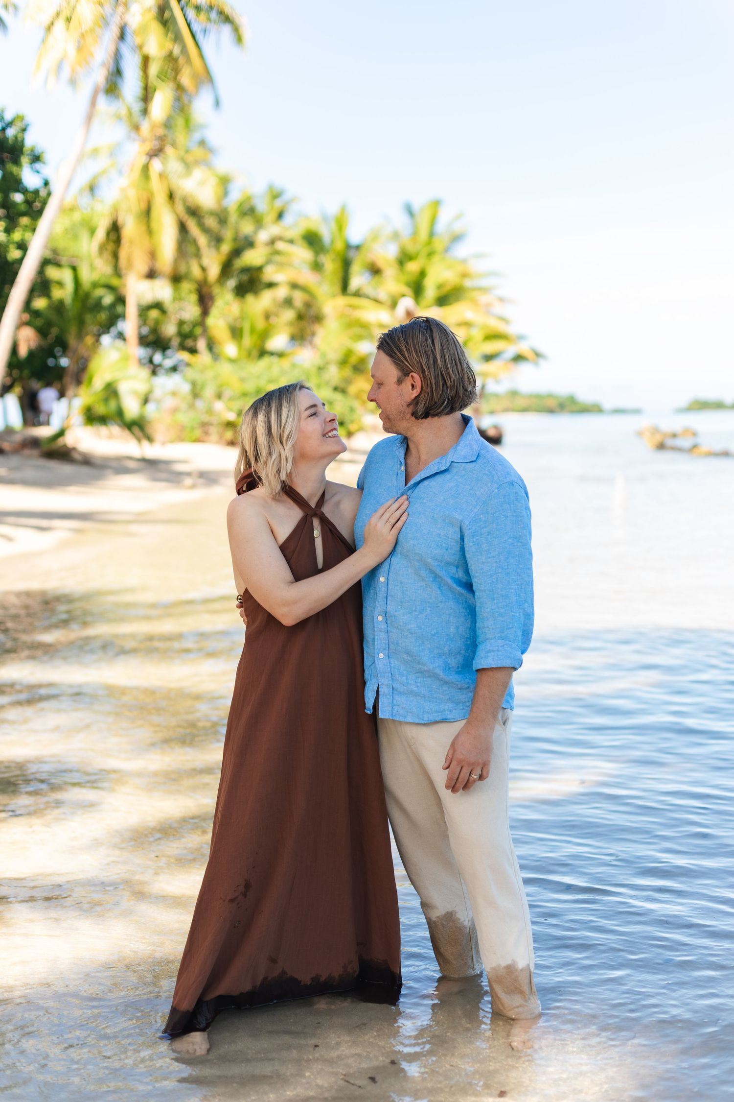 Couple enjoying a romantic beach photography session in Fiji