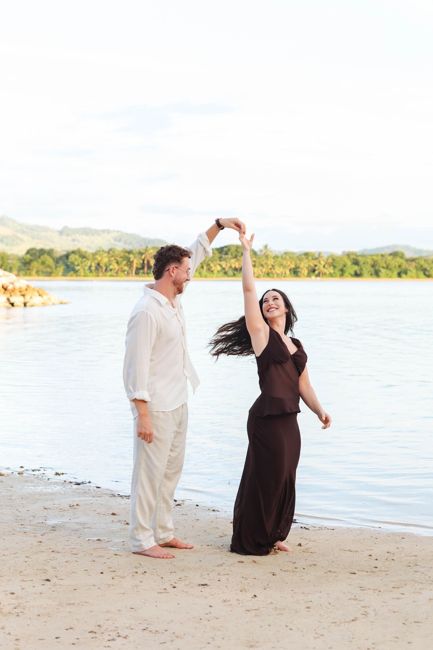 Fiji proposal couple enjoying a romantic beach photography session in Fiji