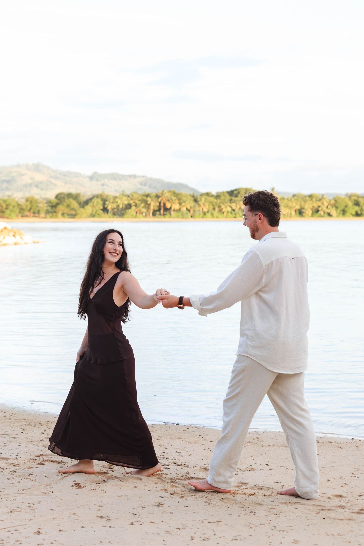 Fiji proposal couple enjoying a romantic beach photography session in Fiji