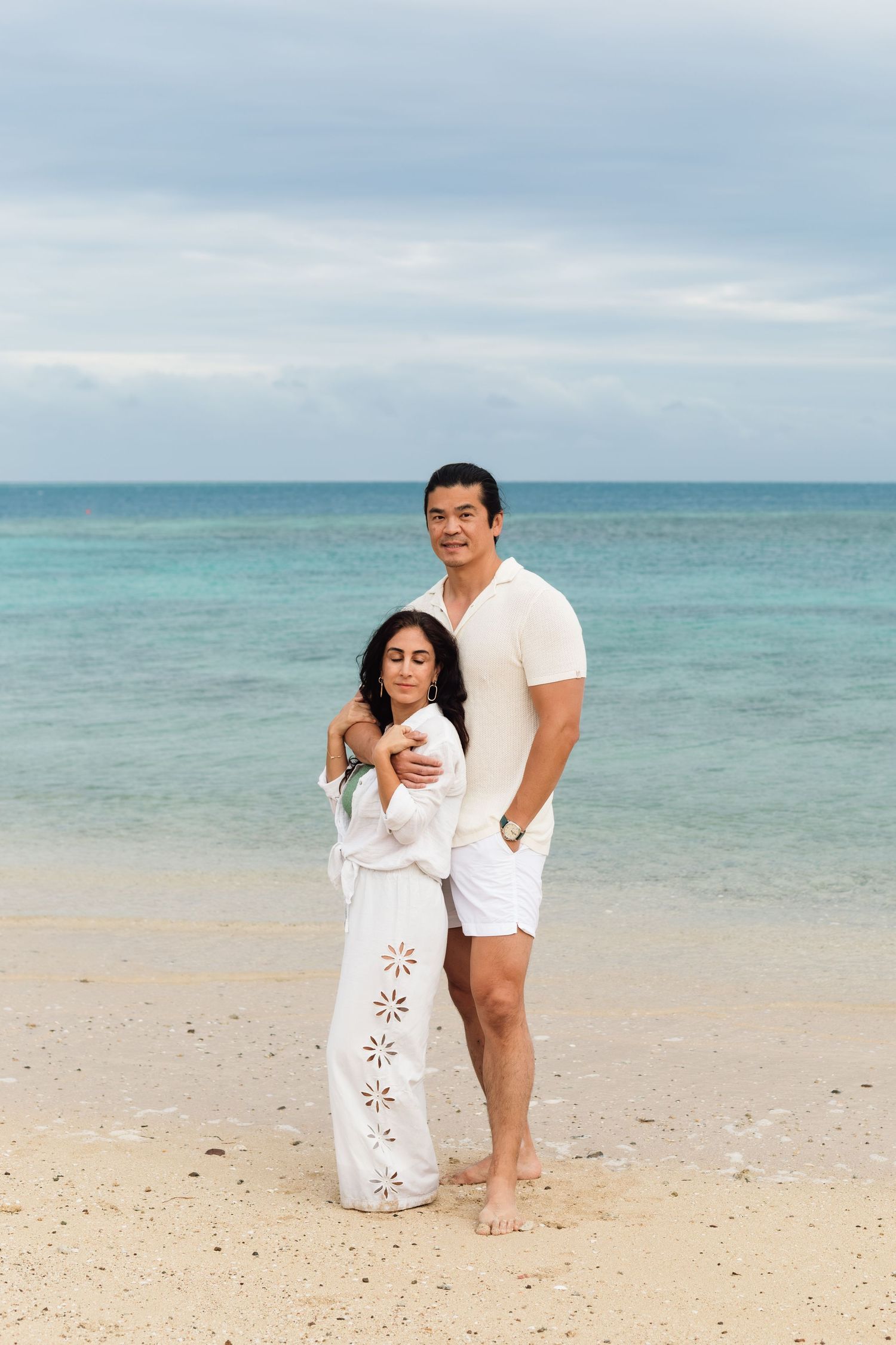 Couple enjoying a romantic beach photography session in Fiji
