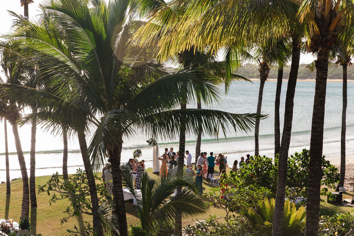 Fiji destination wedding photography capturing a couple celebrating by the ocean