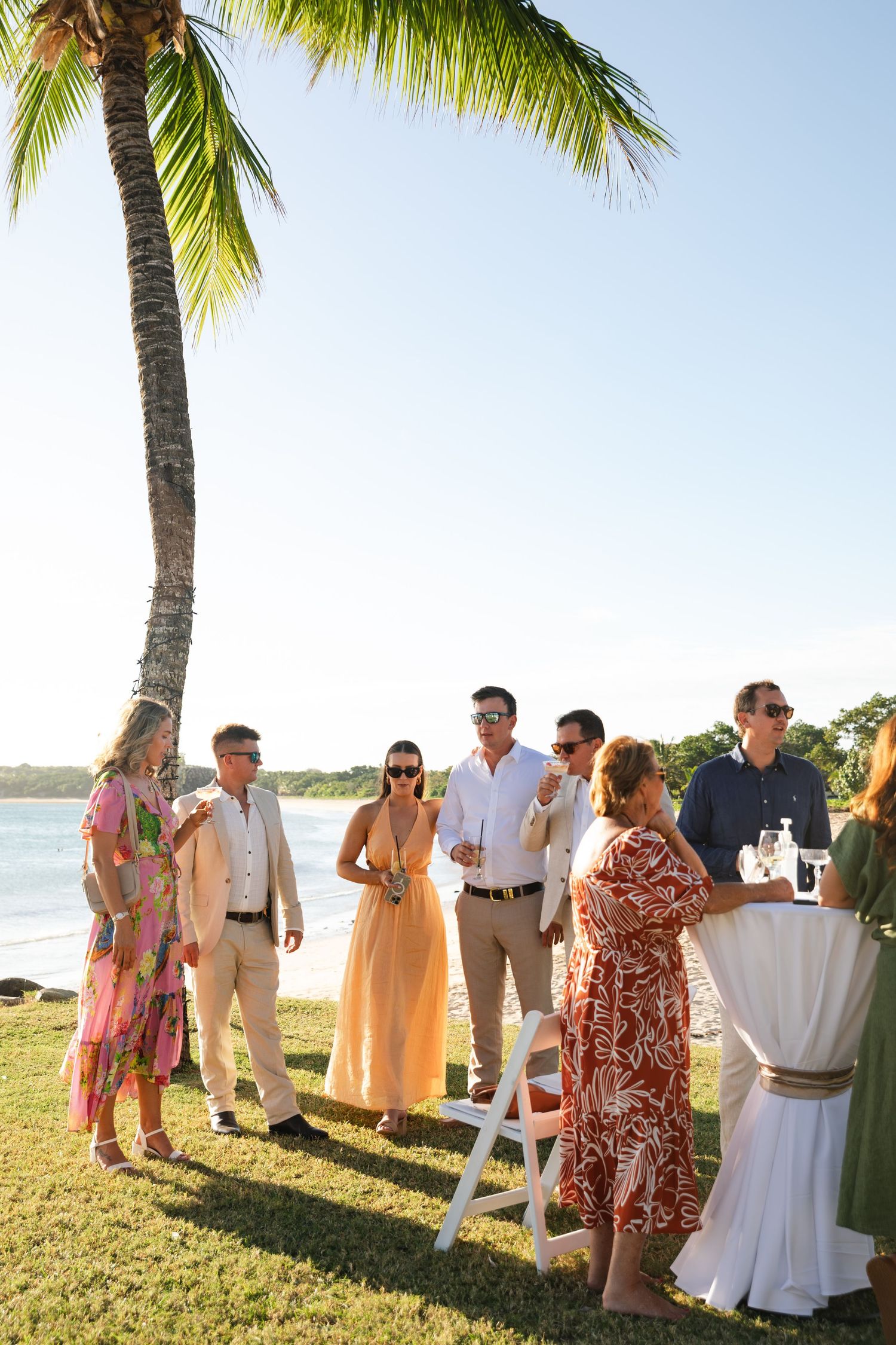 Fiji destination wedding photography capturing a couple celebrating by the ocean