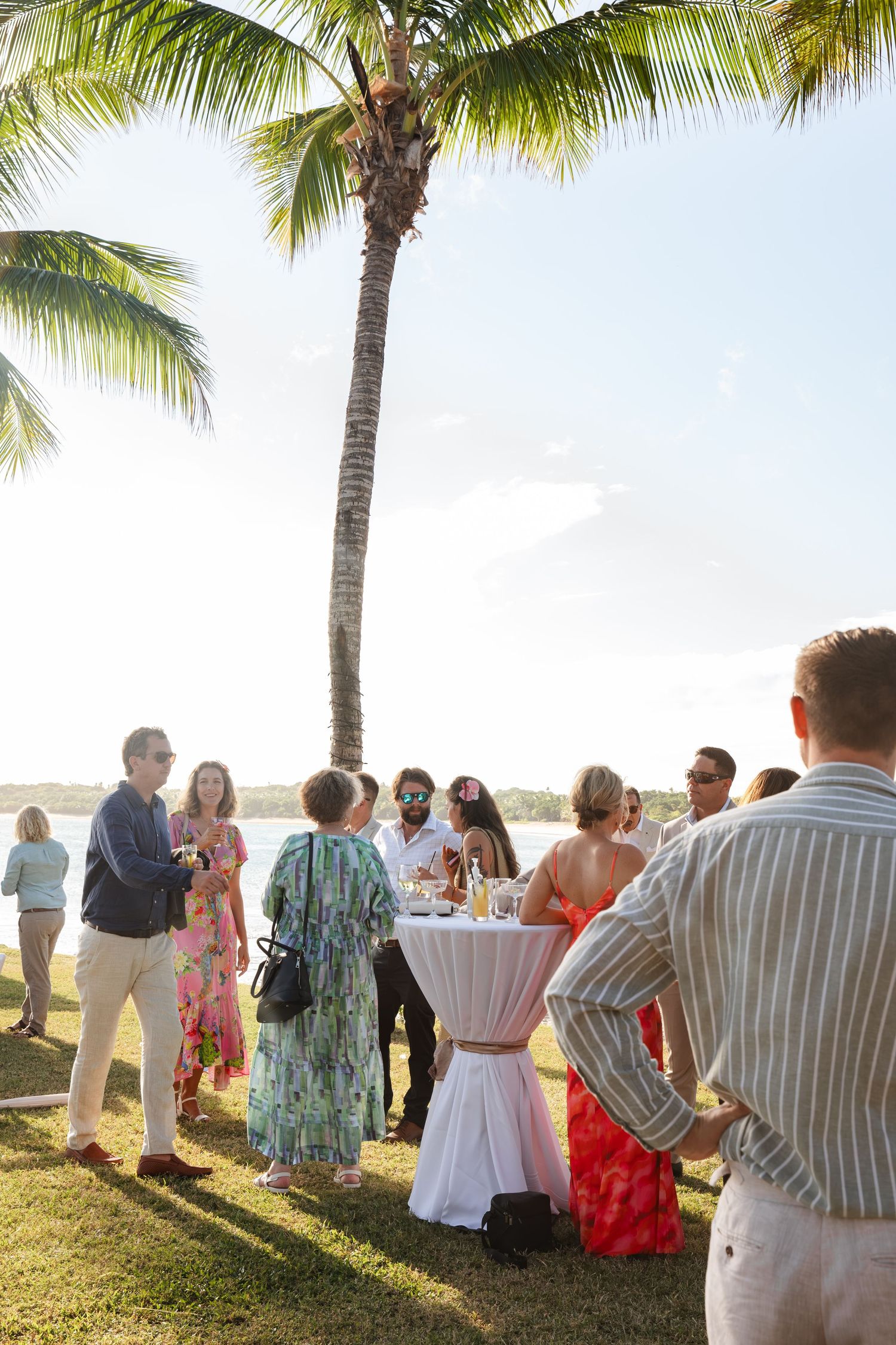 Fiji destination wedding photography capturing a couple celebrating by the ocean