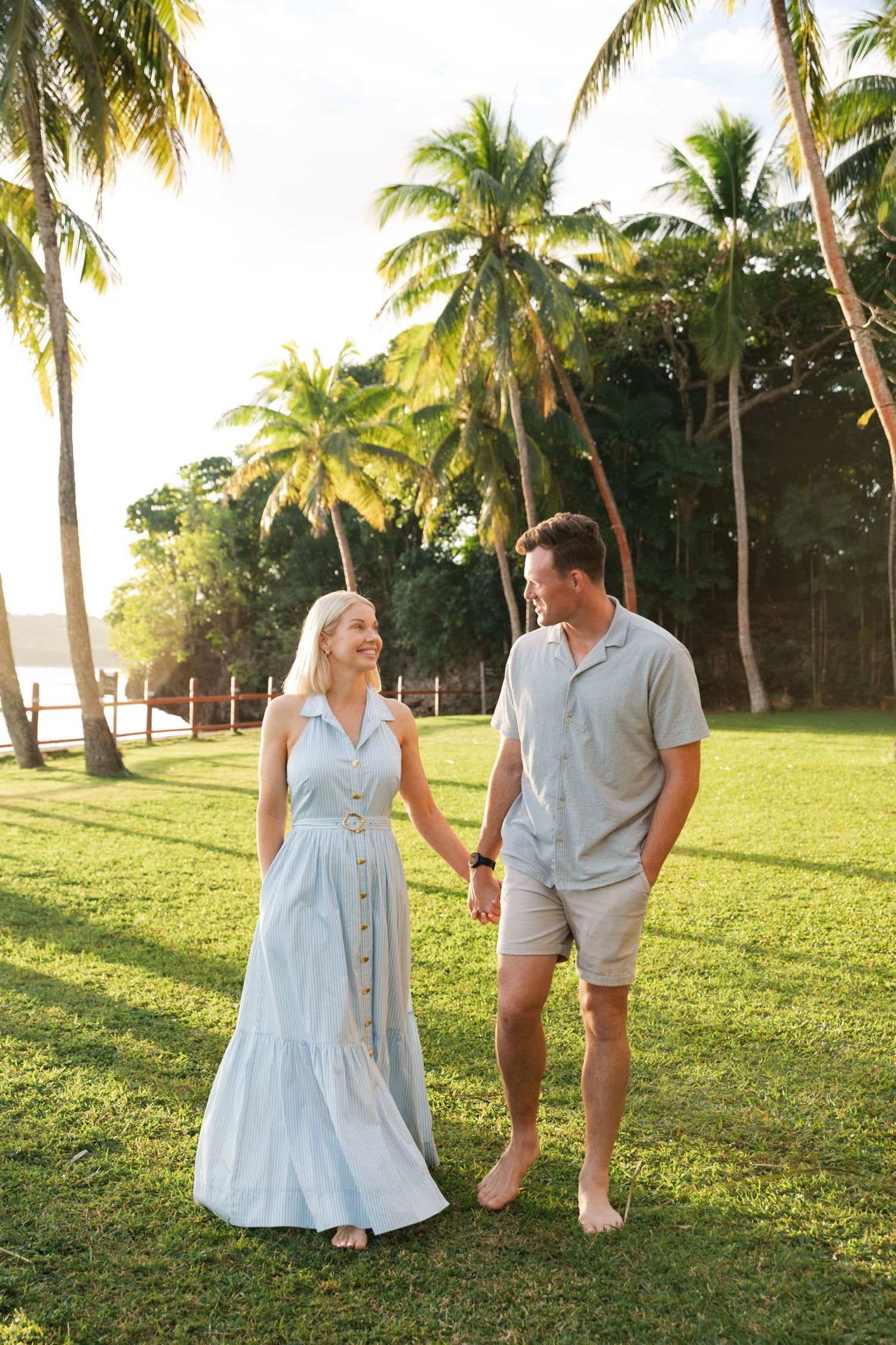 A couple enjoying a romantic beach photography session in Fiji