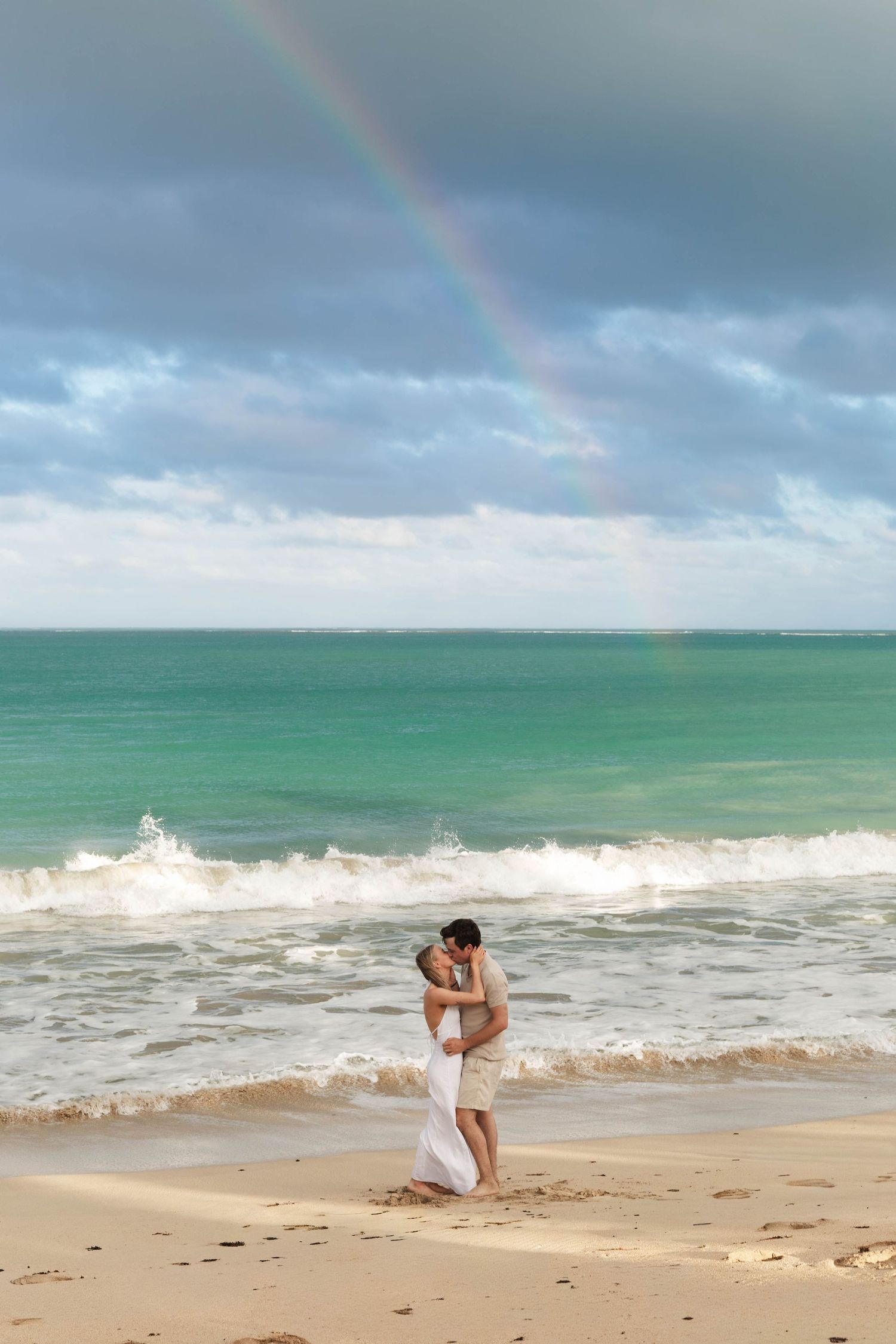 Couple enjoying a romantic beach photography session in Fiji