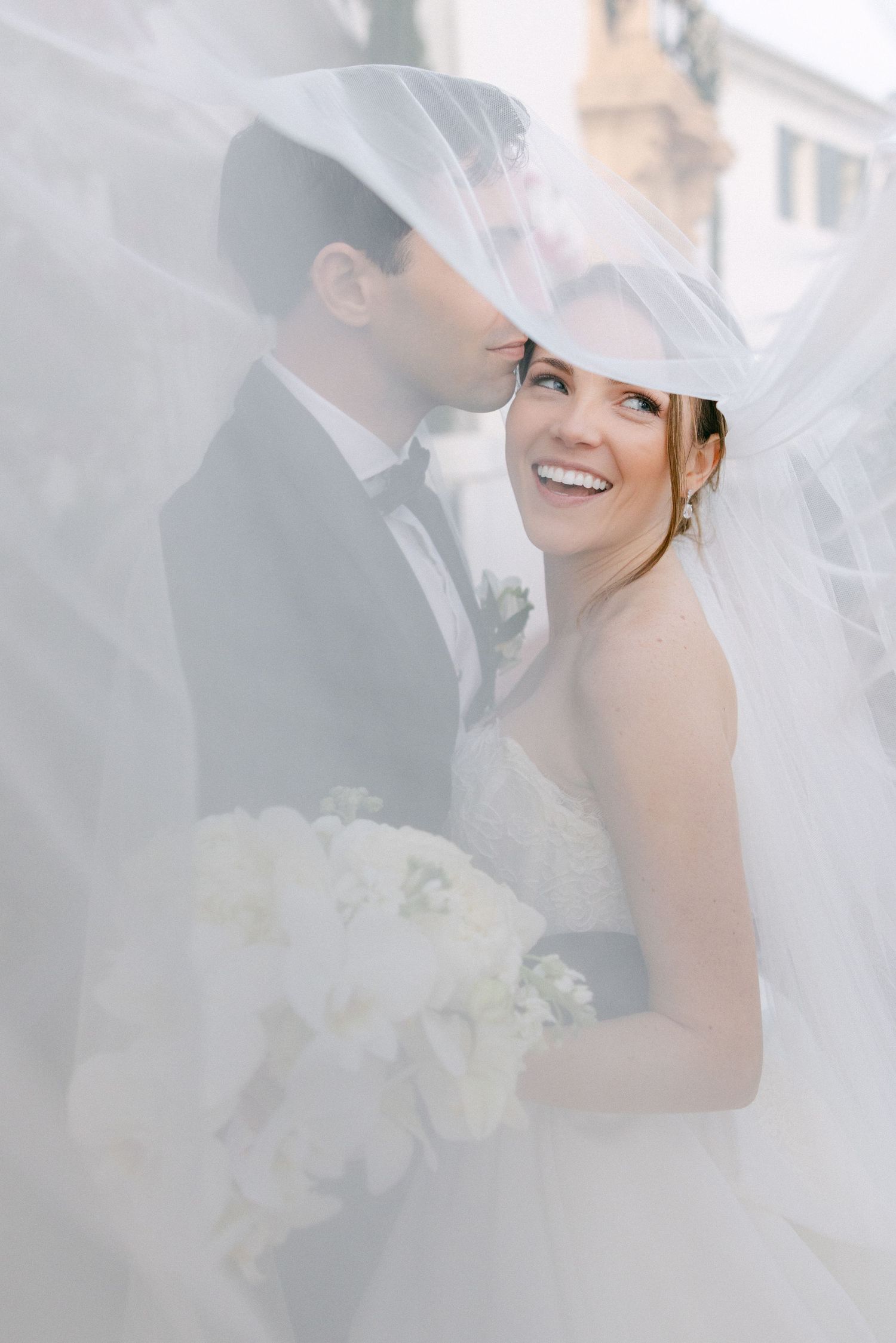 Under the veil couple shot