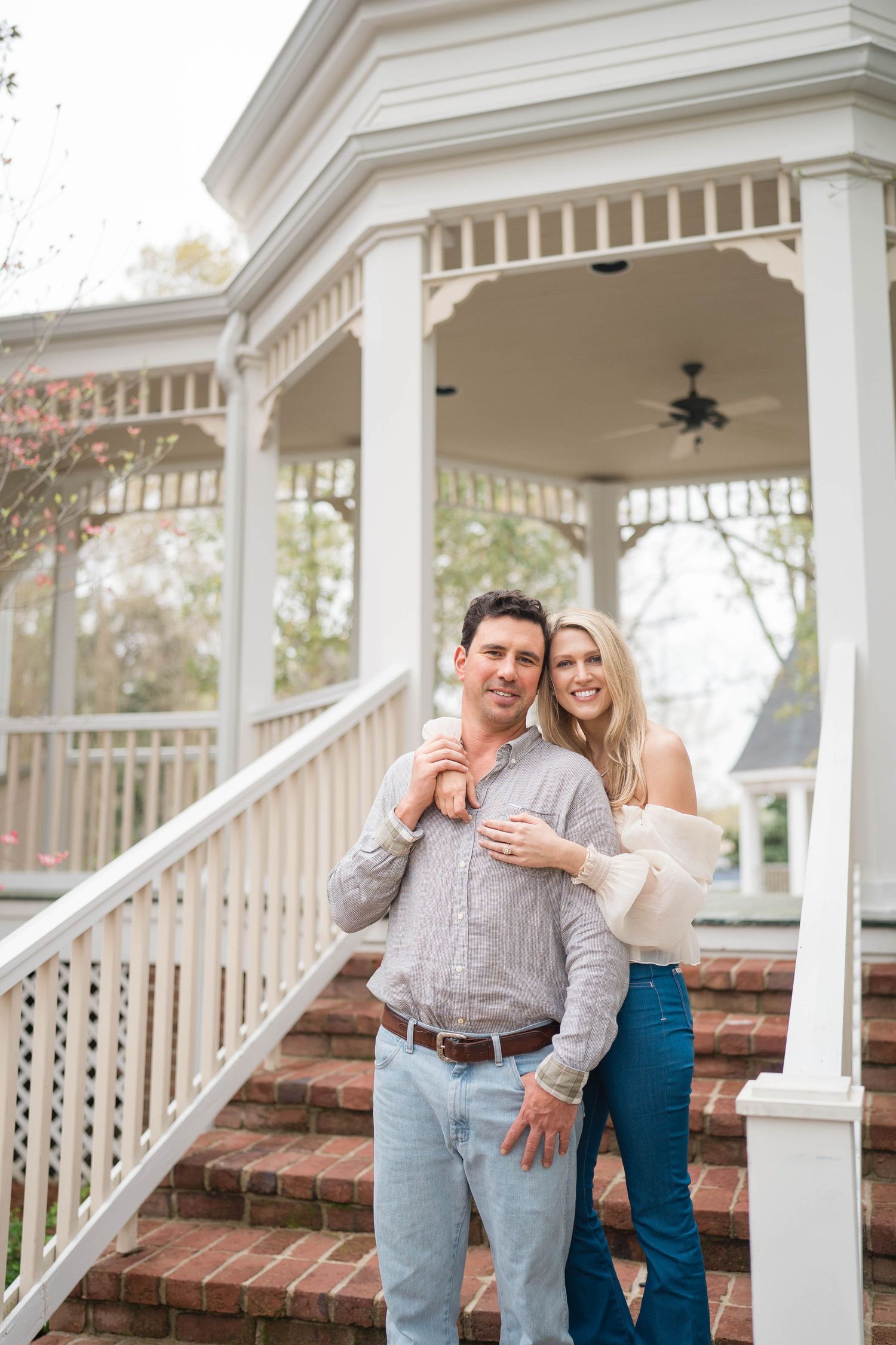 Morgan and Louis engagement portraits in Oxford, MS