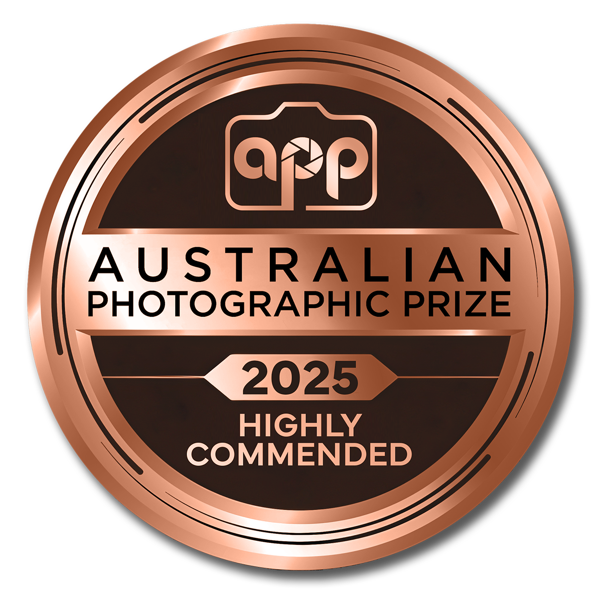 Highly commended award medallion for the Australian Photographic Prize 2025.