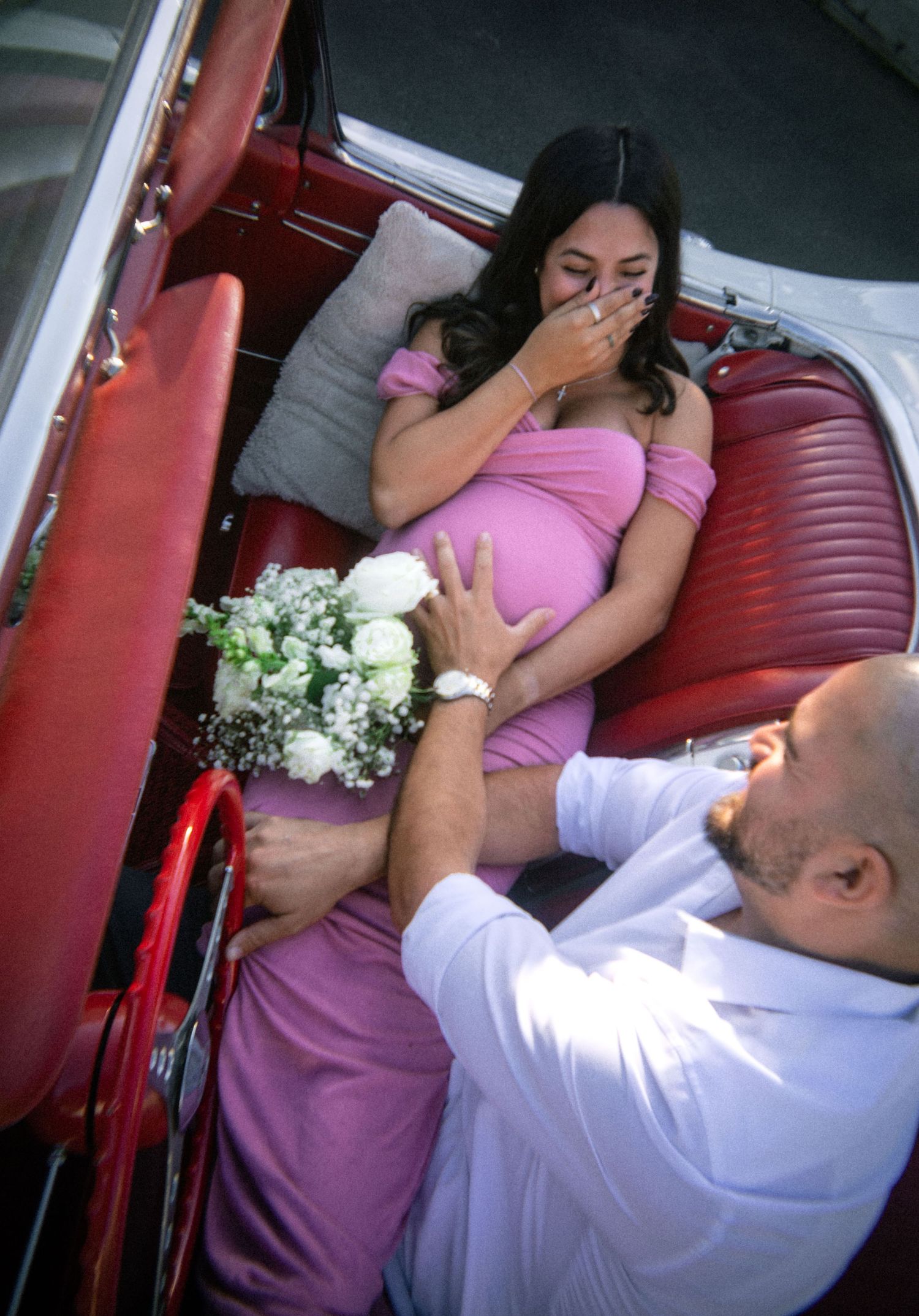 couple in classic car