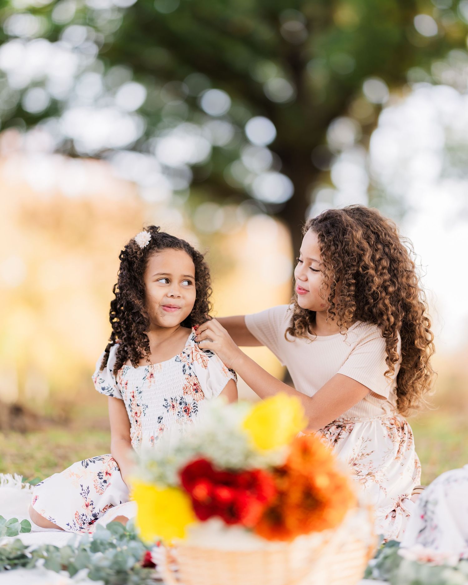 two sisters play