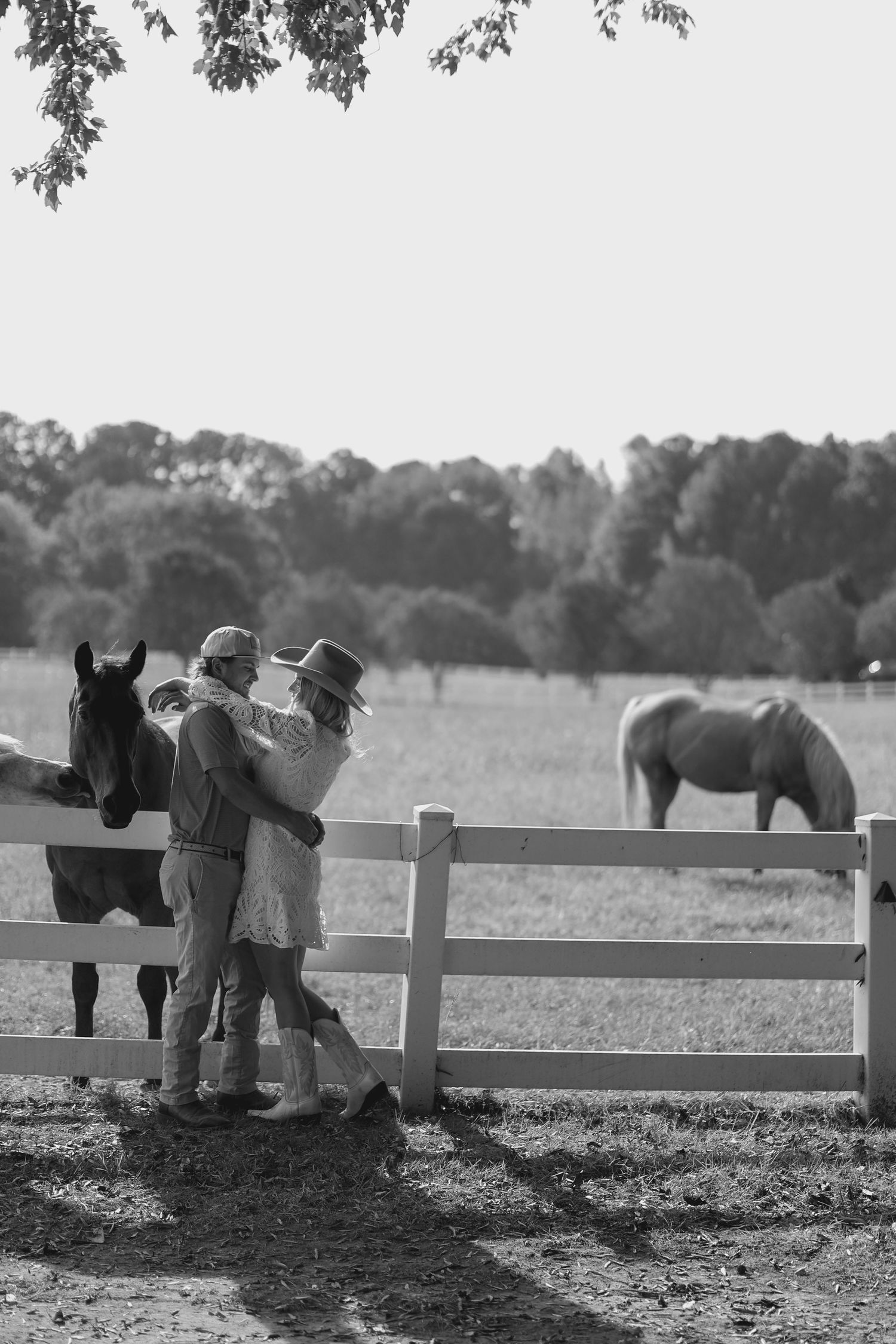 surprise engagement session black and white image