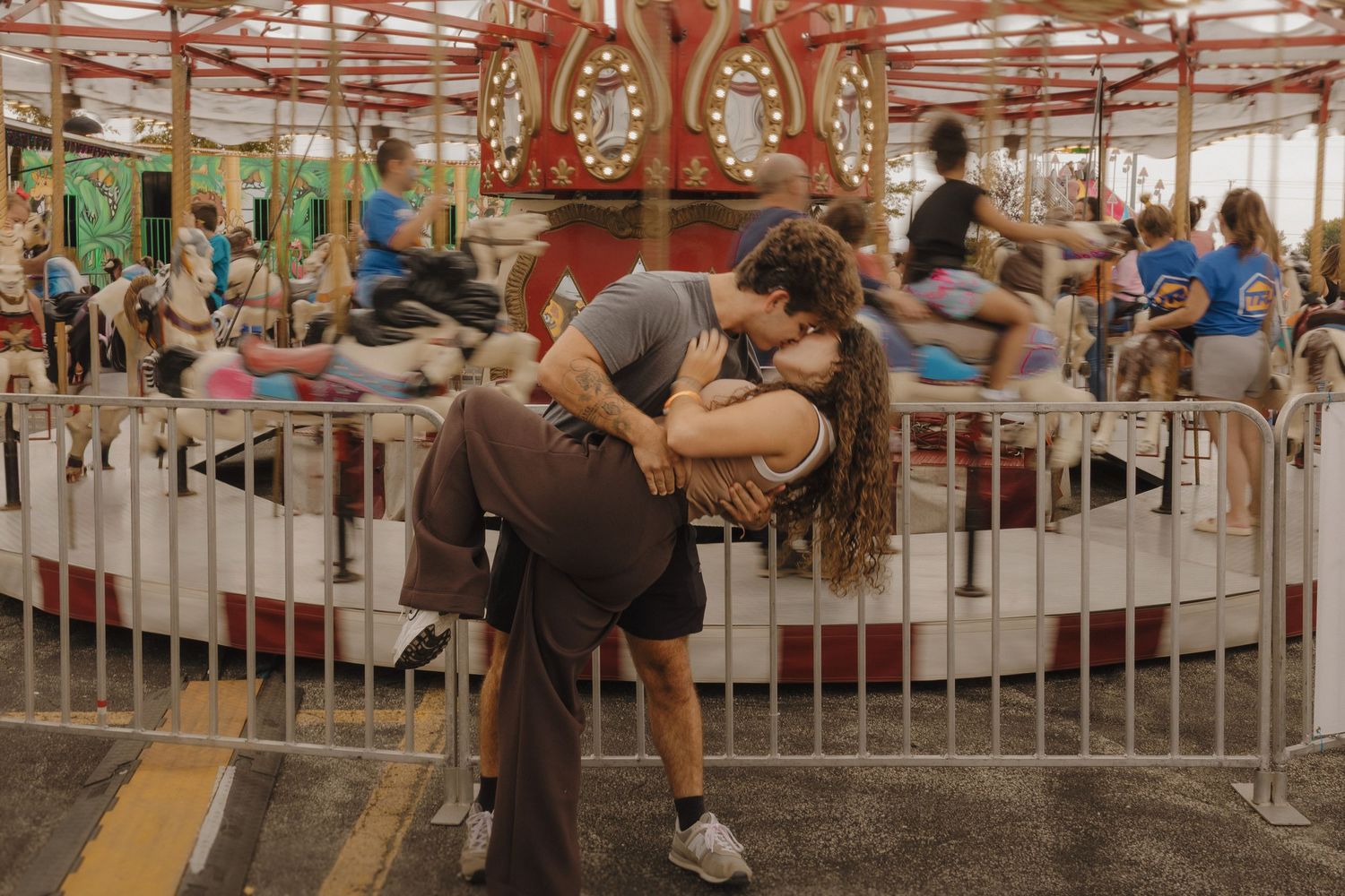 engagement session for a couple, take in joliet Illinois at the carnival