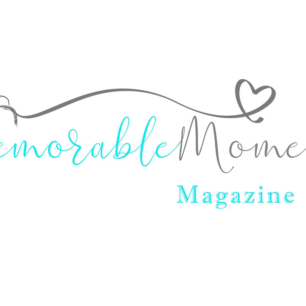 Logo for Memorable Moments Magazine featuring elegant cursive text with a heart detail and turquoise accent color.