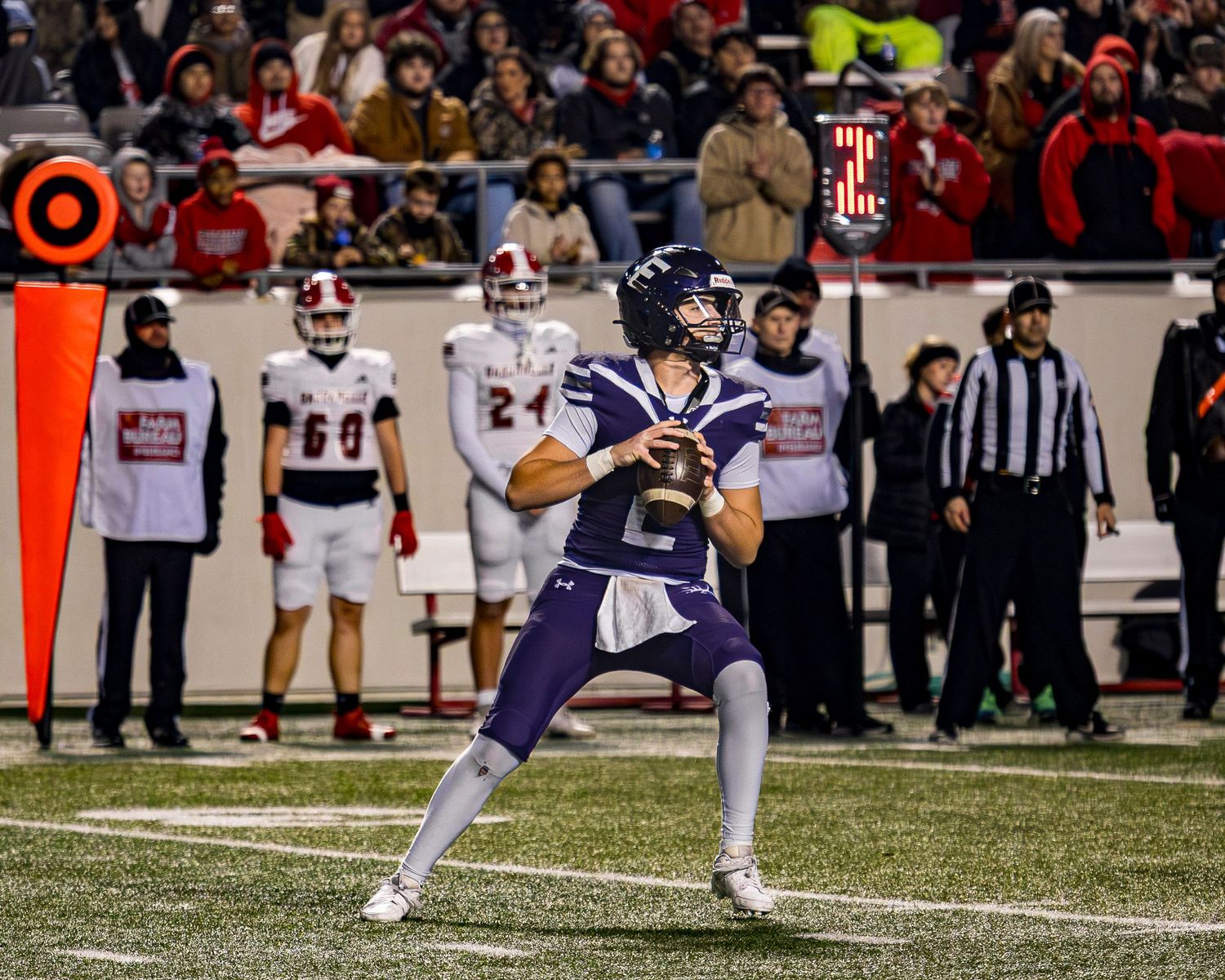 Elkins Elks quarterback Ben Napier throws a pass in the 4A Championship game at War Memorial Stadium in Little Rock