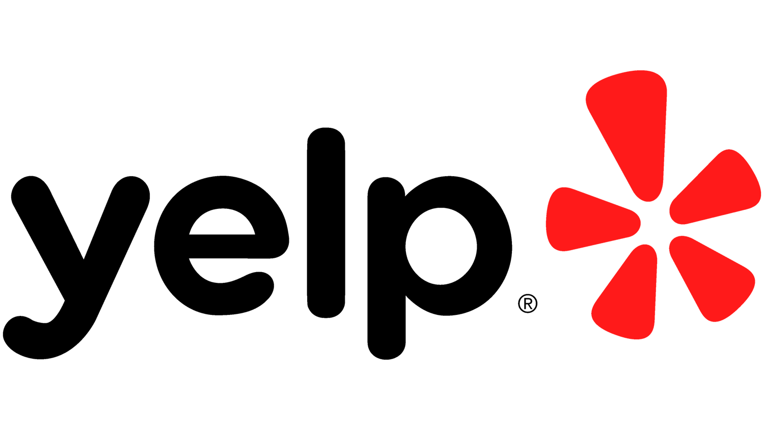 The Yelp logo appears in black and red text with their iconic red star burst design on a white background.