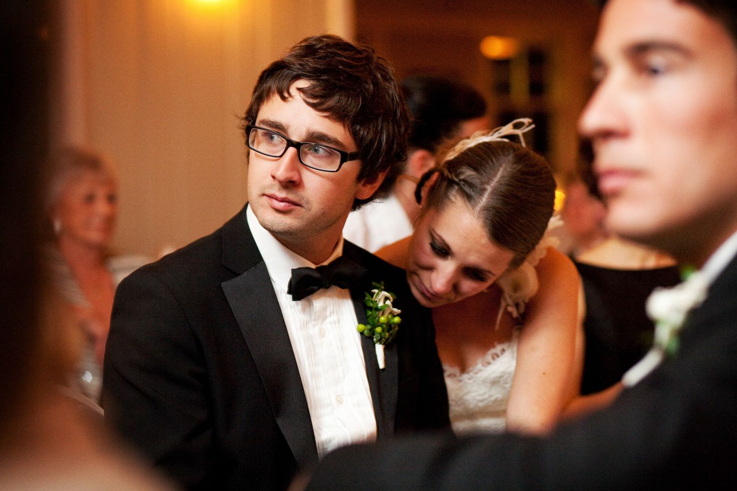 emotional looking couple during a speech