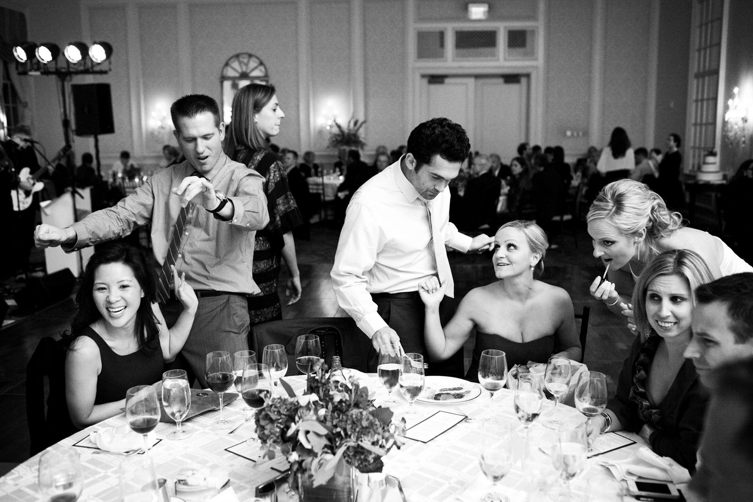 awkward dancing photo of a wedding party
