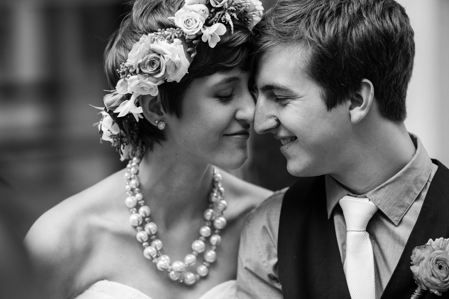 couple kissing with noses
