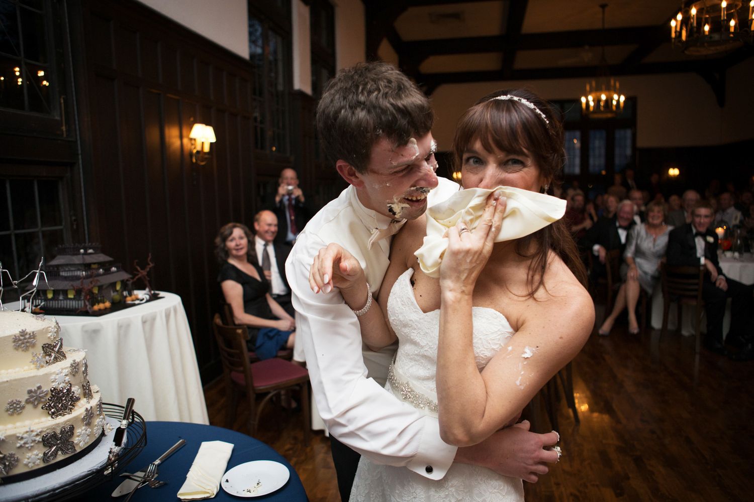 bride wiping her face