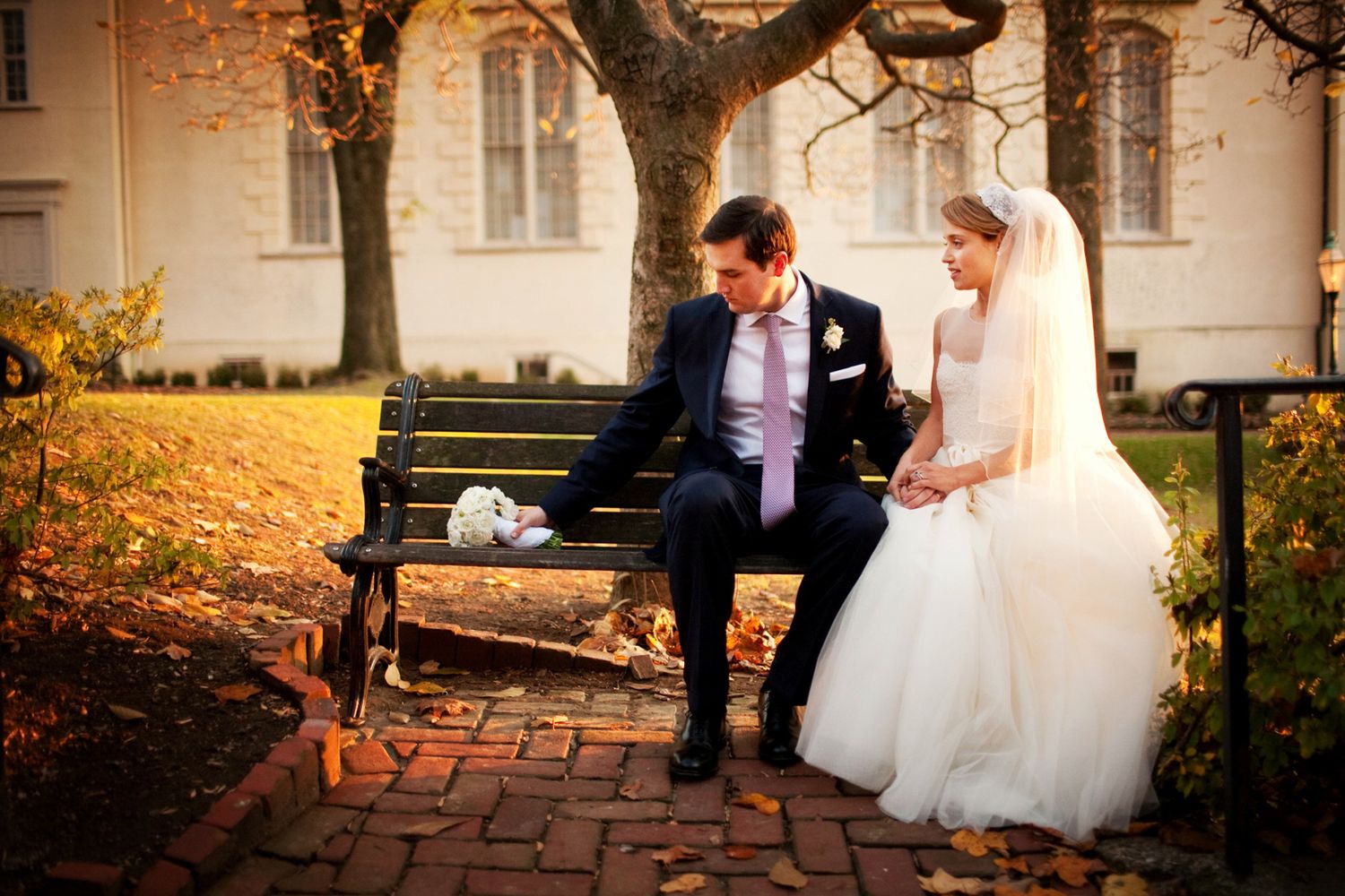 couple on a quiet park bench