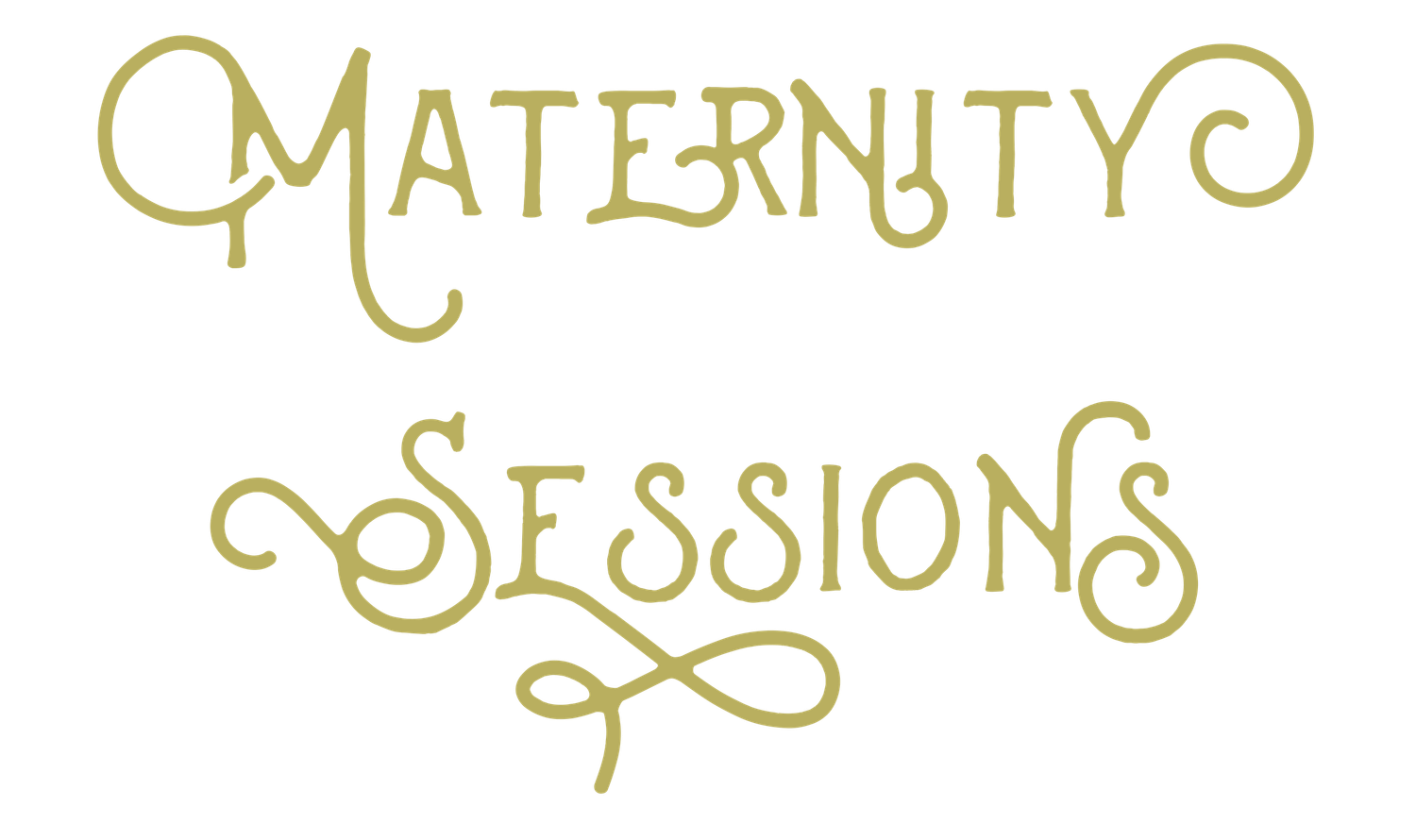 Elegant gold text design for maternity photography sessions.